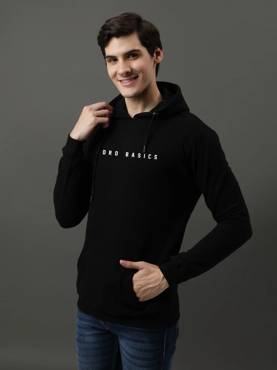 Men Black Printed Hoodie - Image 3