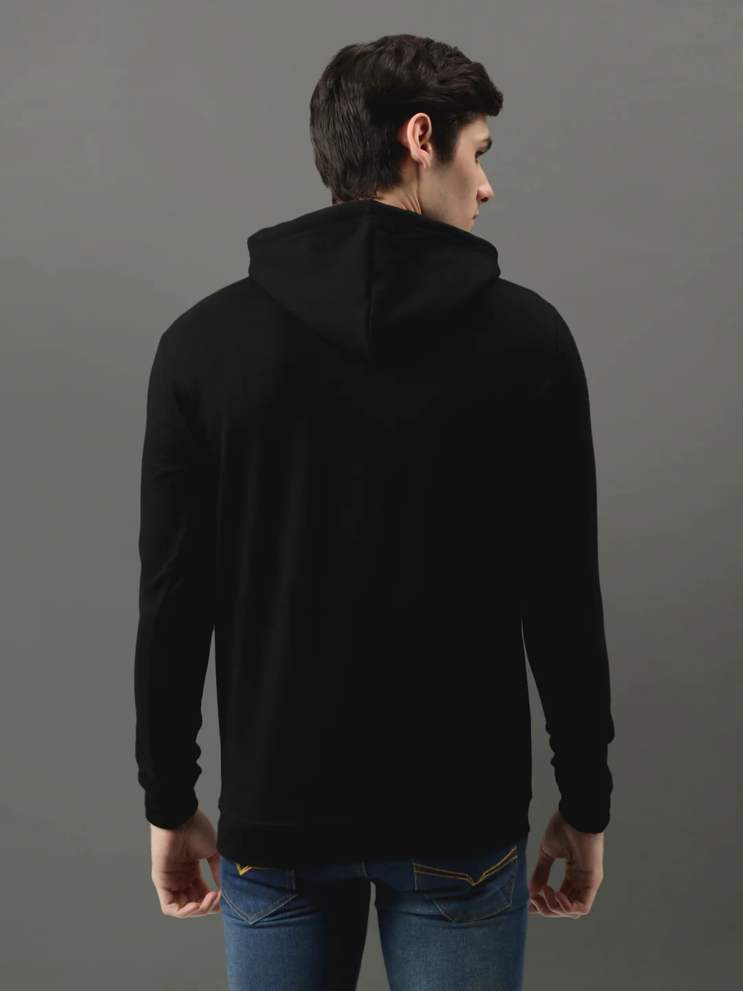Men Black Printed Hoodie - Image 3