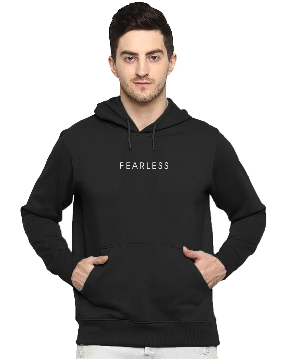 Men Black Printed Hoodie - Image 2