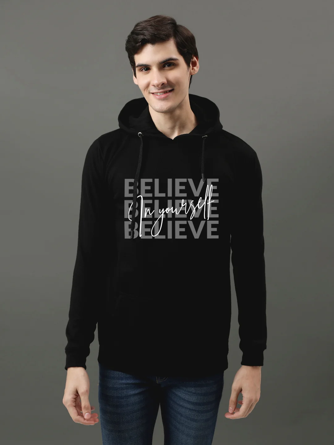Men Black Printed Hoodie - Image 2
