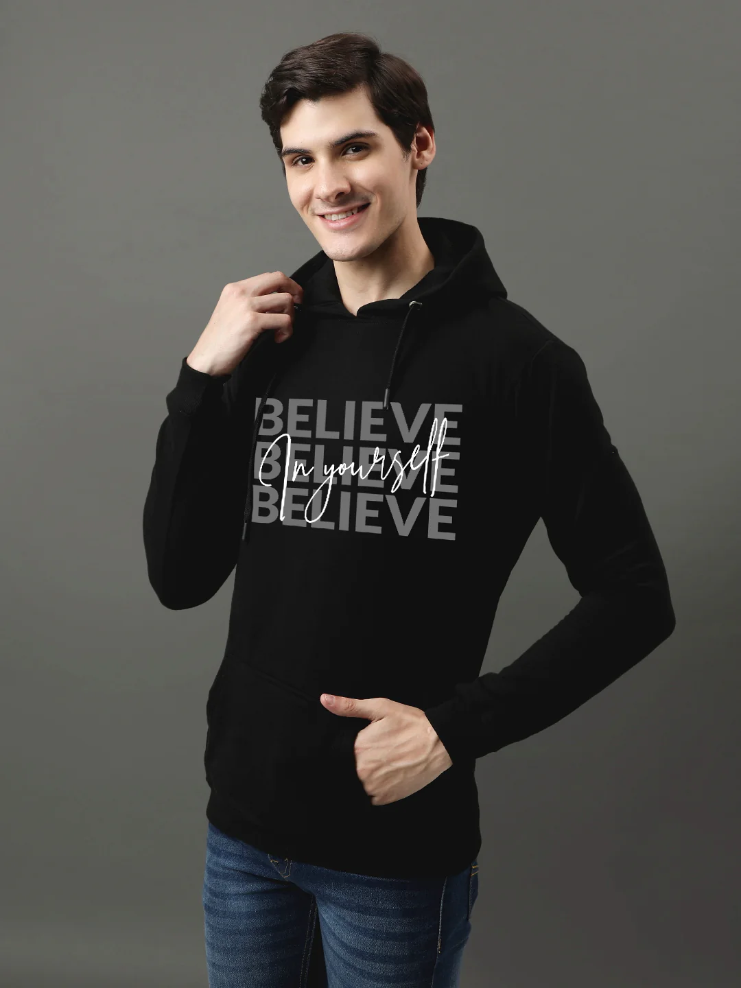 Men Black Printed Hoodie - Image 4