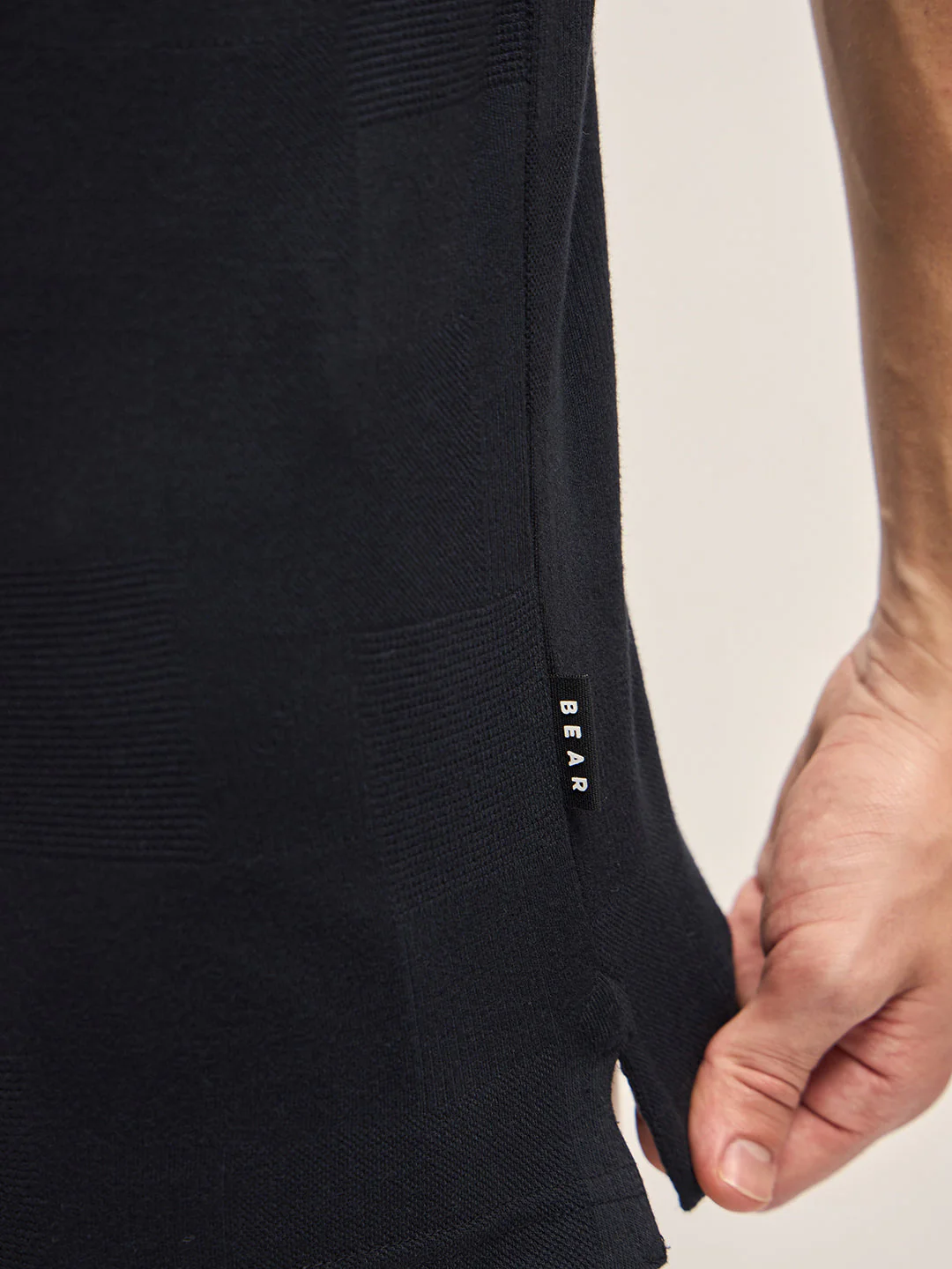 Men Black Tonal Check Regular Fit Polo T-shirt - Image 6