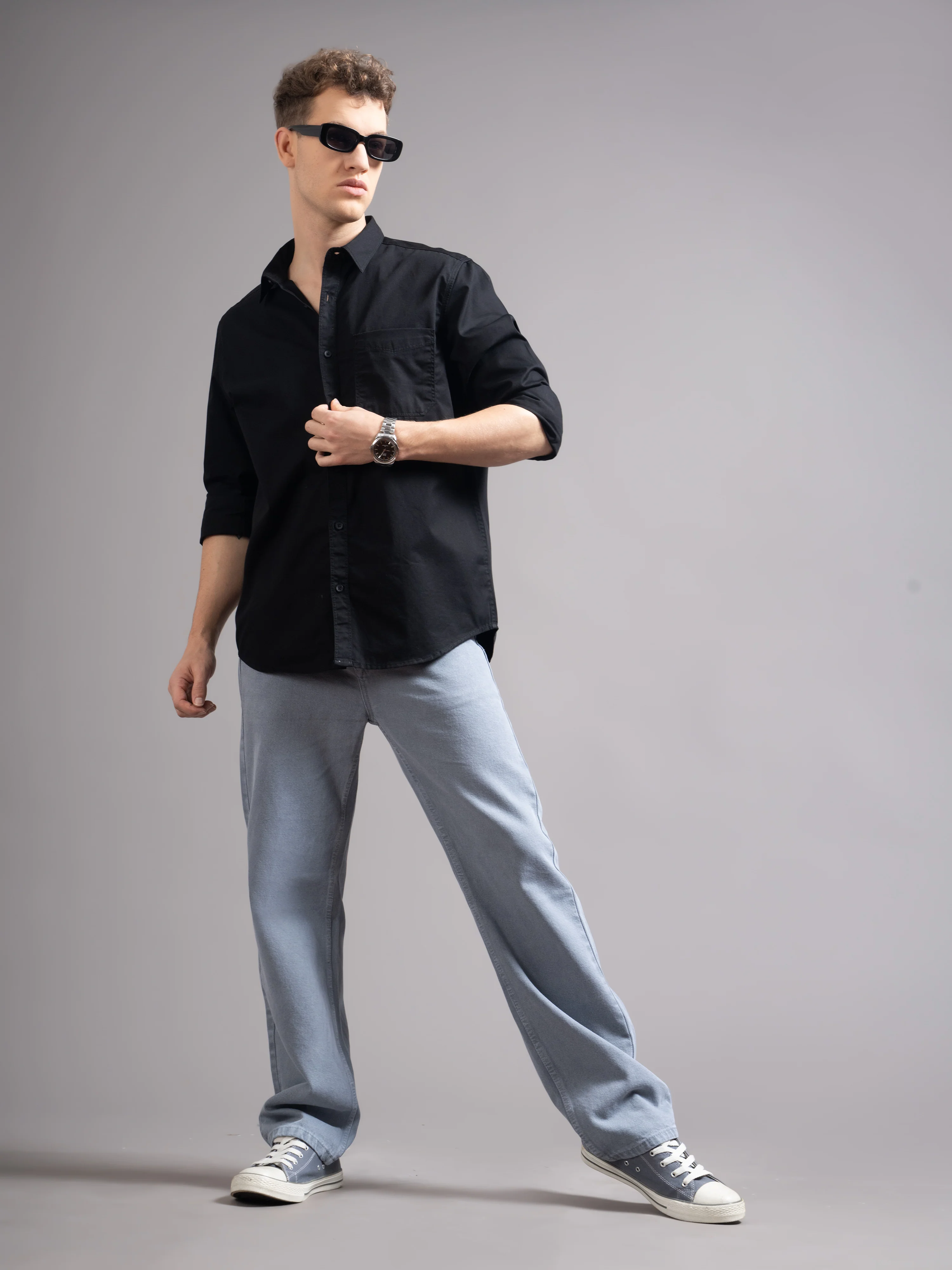 Men Black Twill Shirt - Image 2