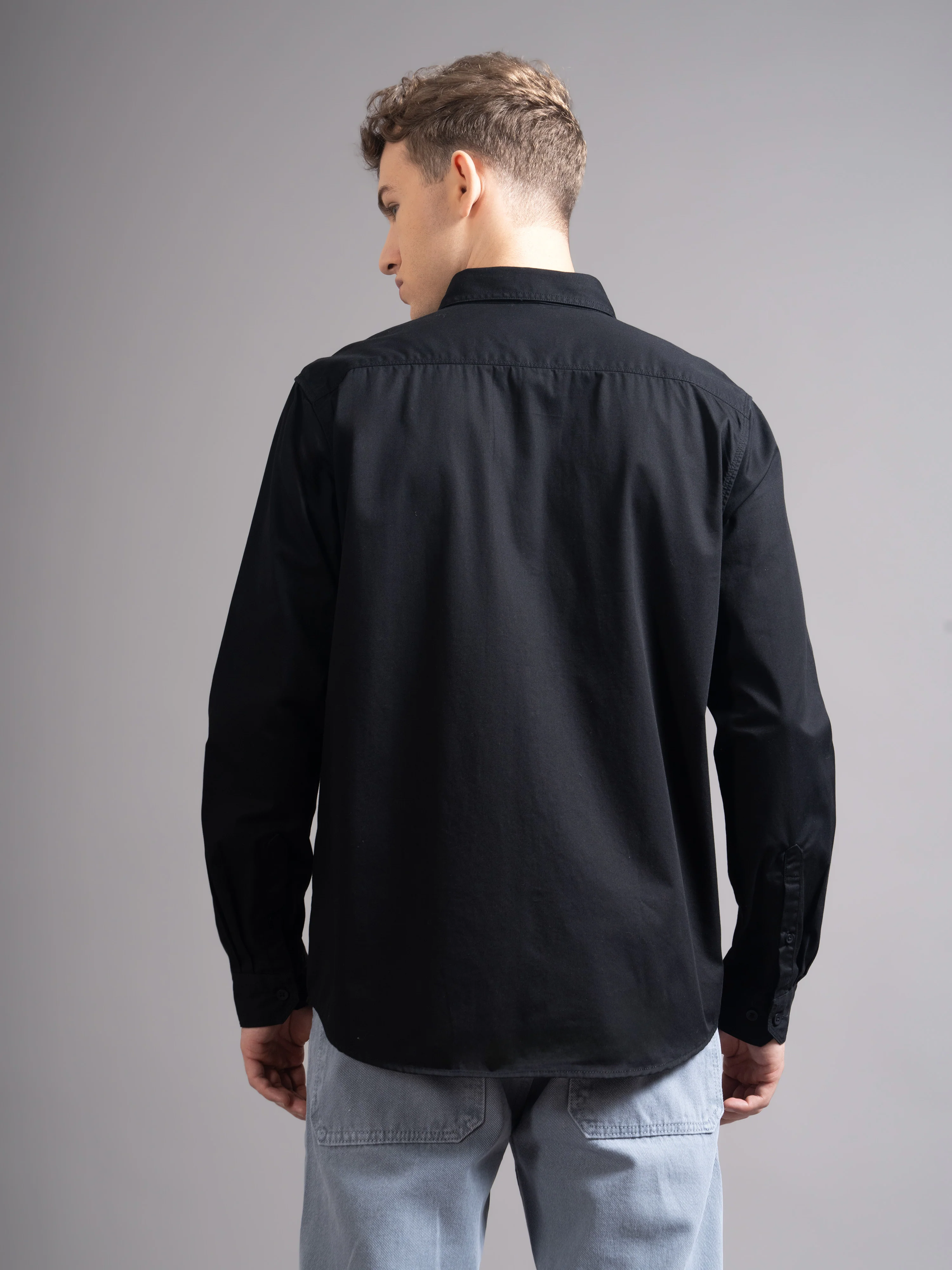 Men Black Twill Shirt - Image 4
