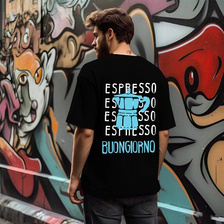 Men Black Typography Oversized T-Shirt - Image 2