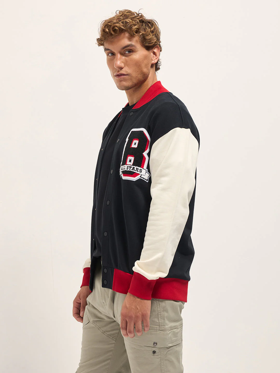 Men Multicolor Varsity Jacket - Image 3
