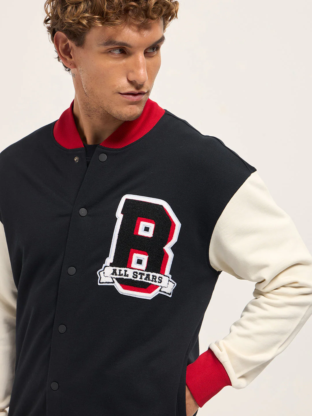 Men Multicolor Varsity Jacket - Image 5
