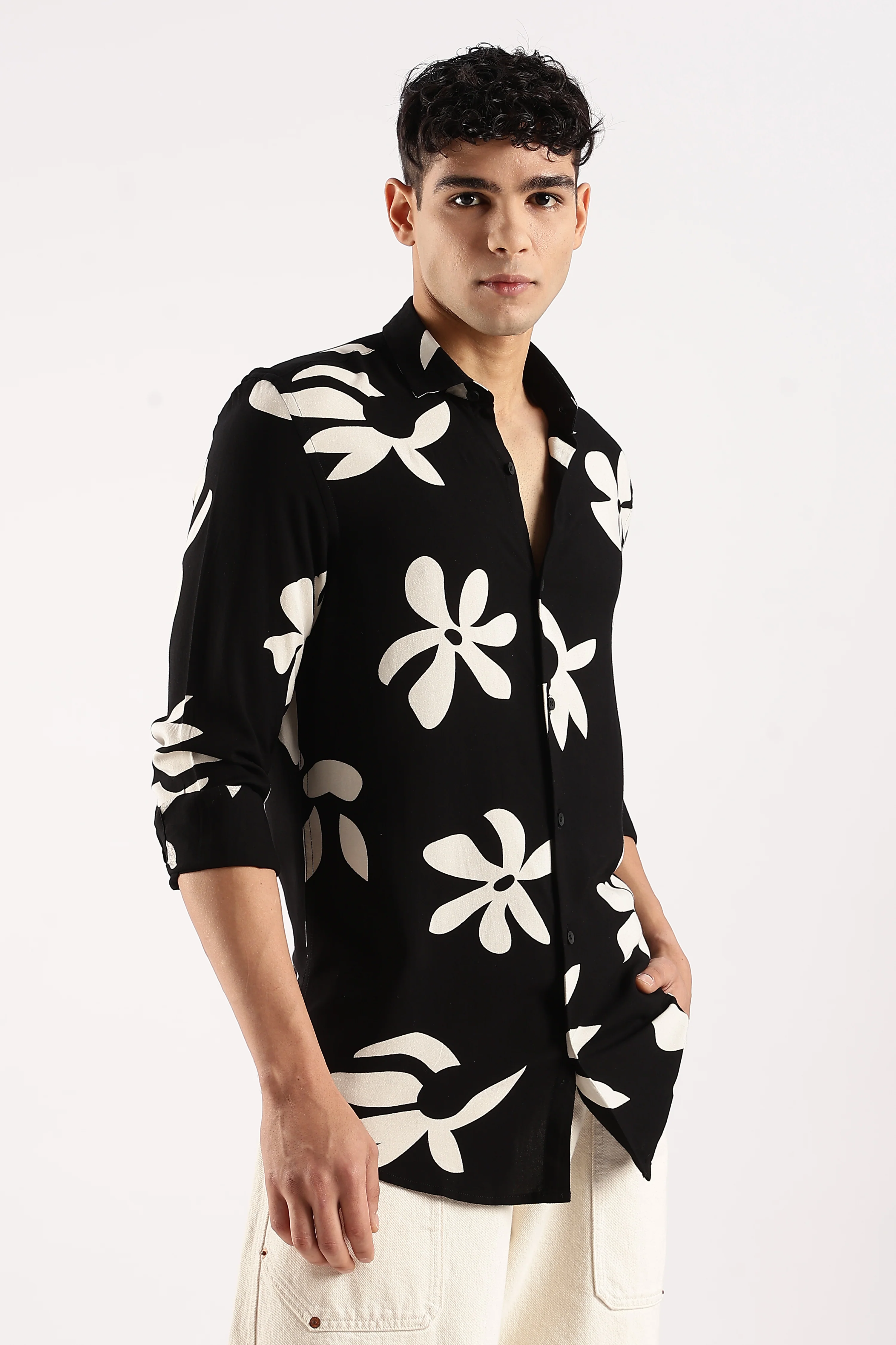 Men Black Viscose Shirt - Image 10