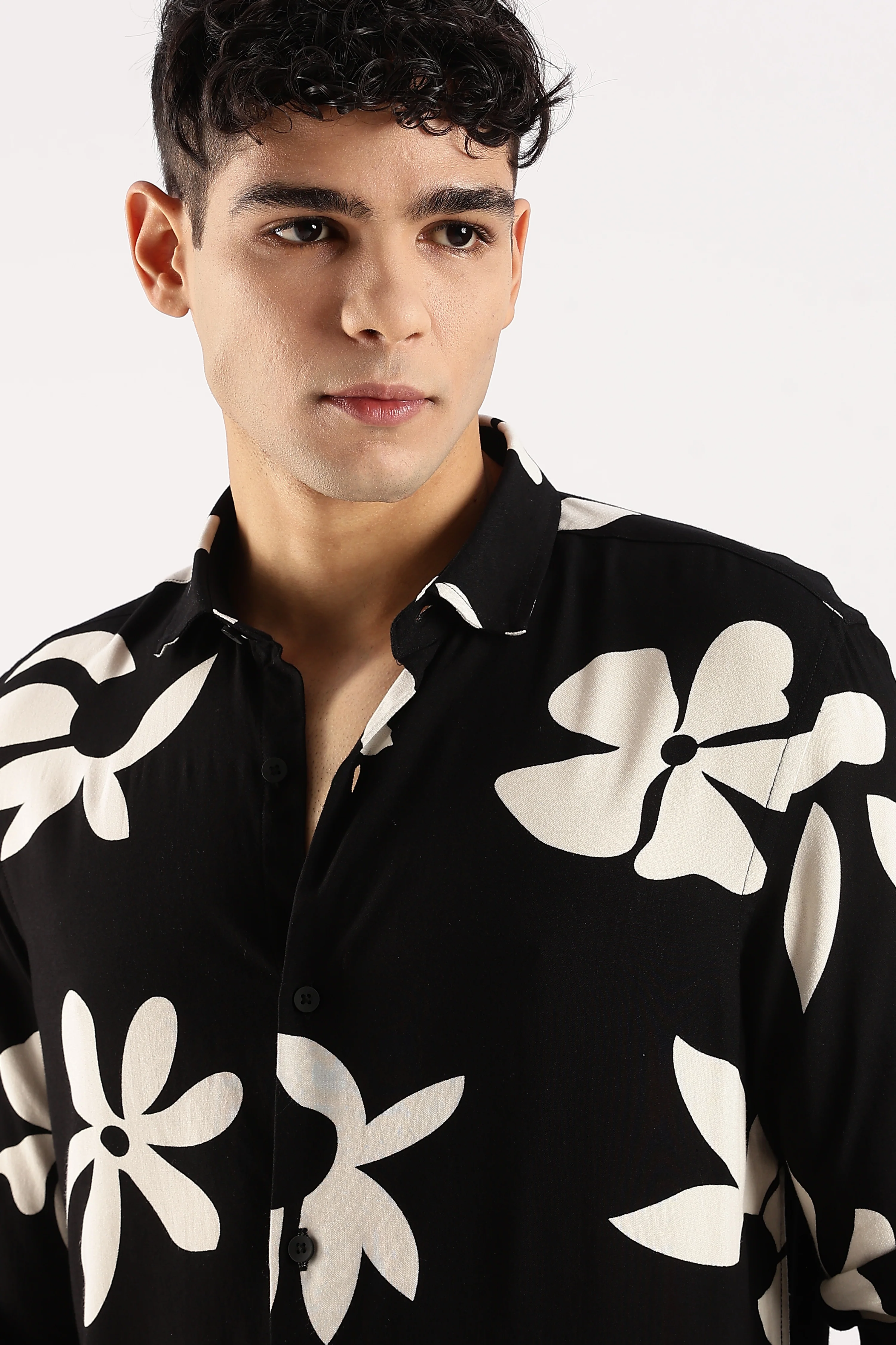 Men Black Viscose Shirt - Image 3