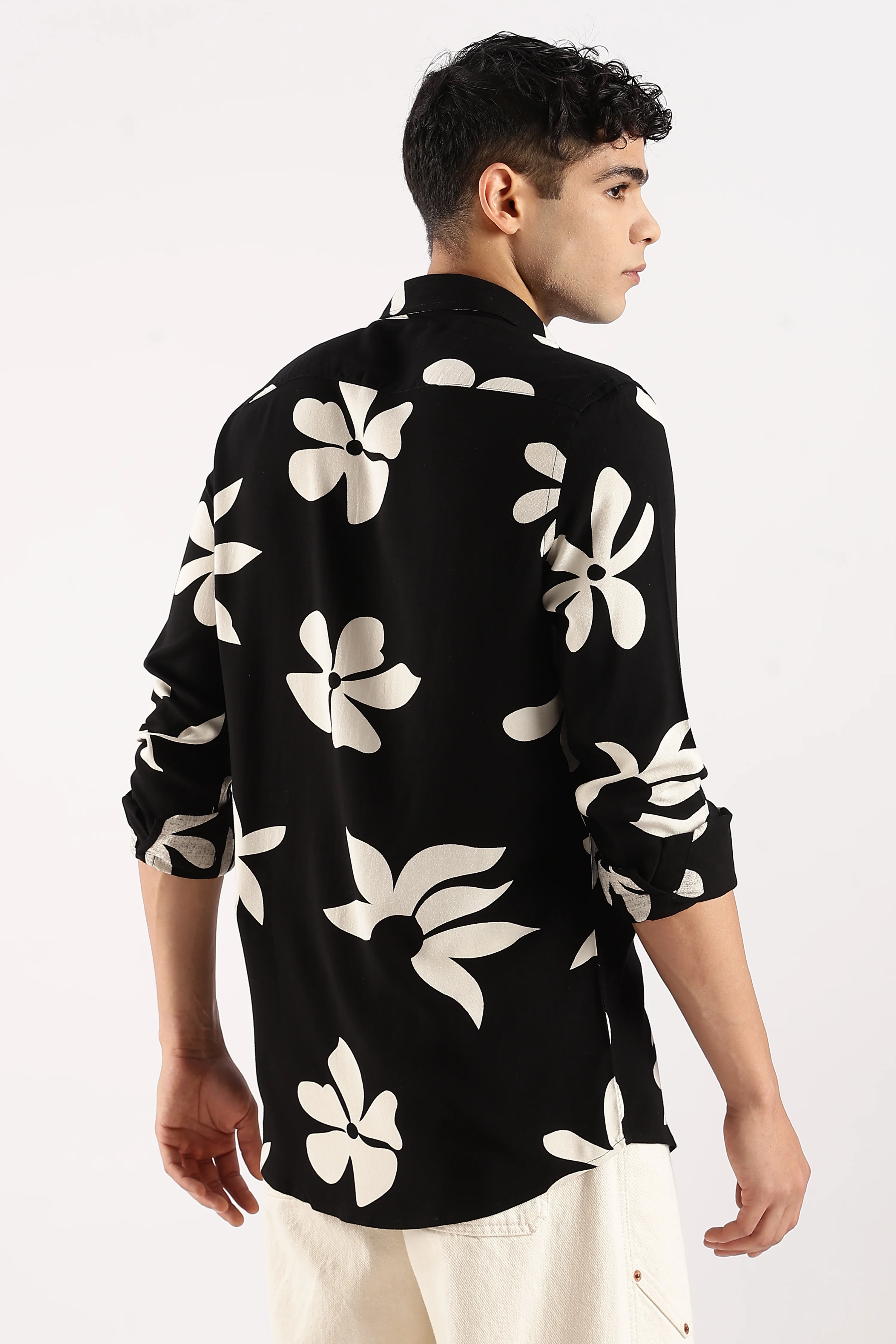 Men Black Viscose Shirt - Image 4