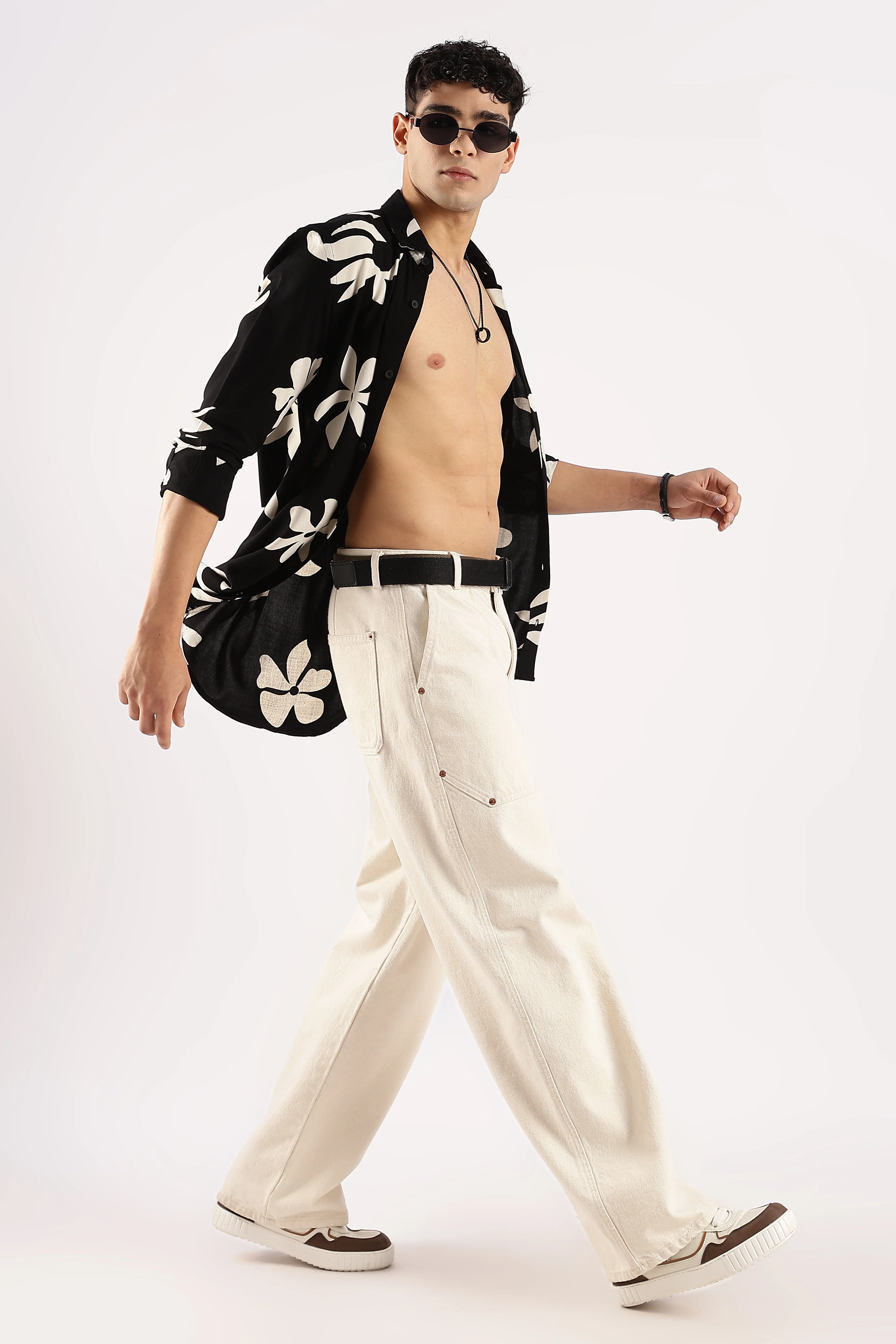 Men Black Viscose Shirt - Image 7