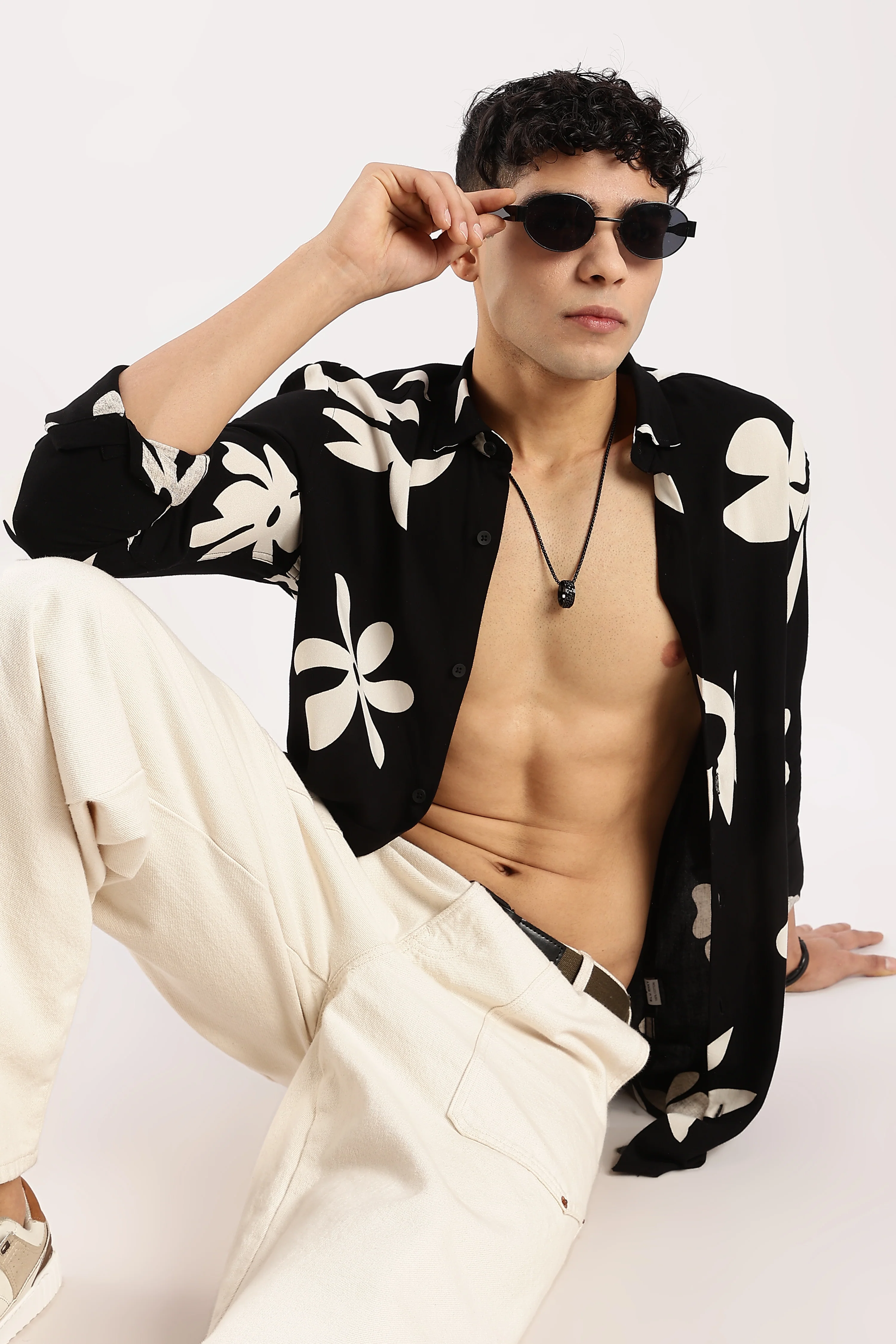Men Black Viscose Shirt - Image 8