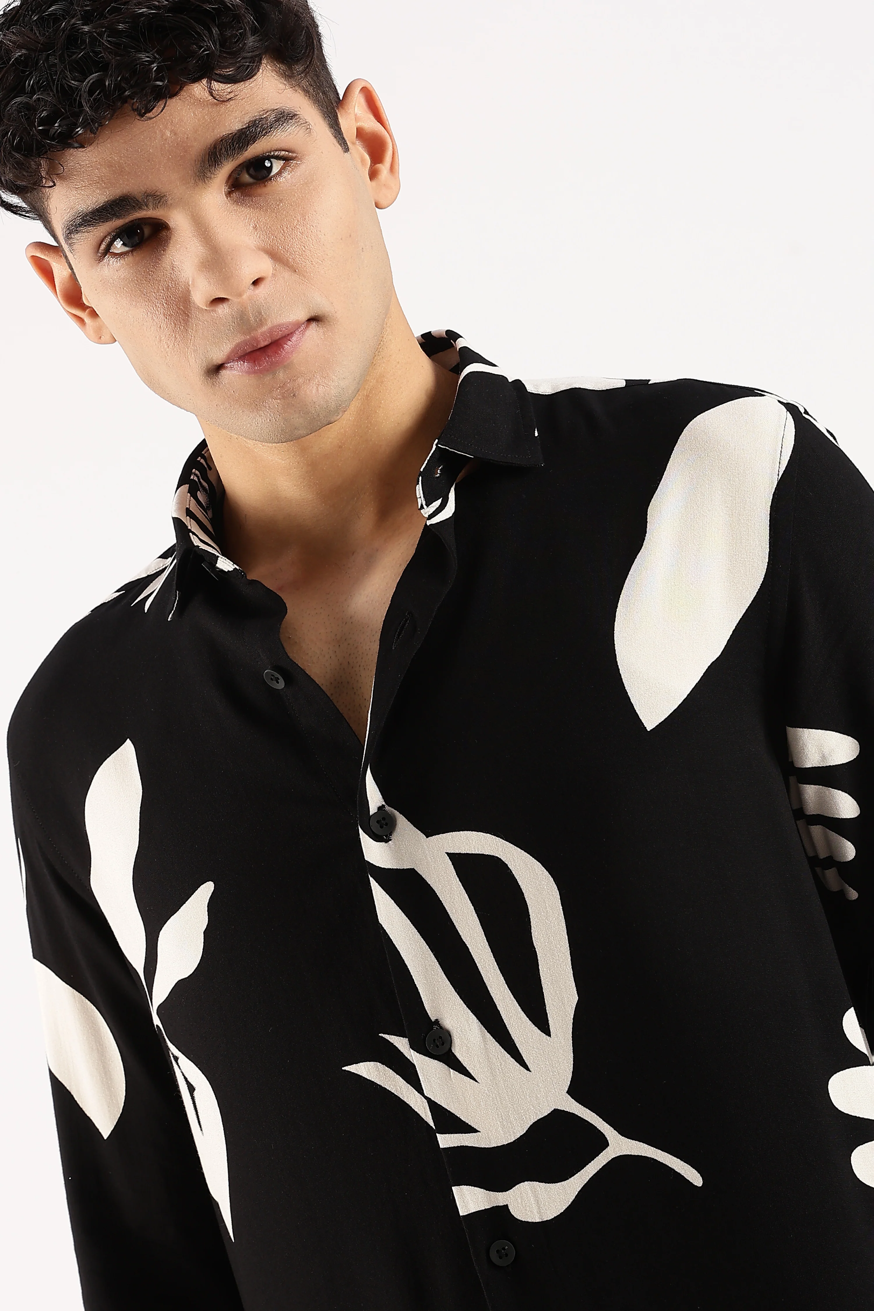 Men Black Viscose Shirt - Image 10