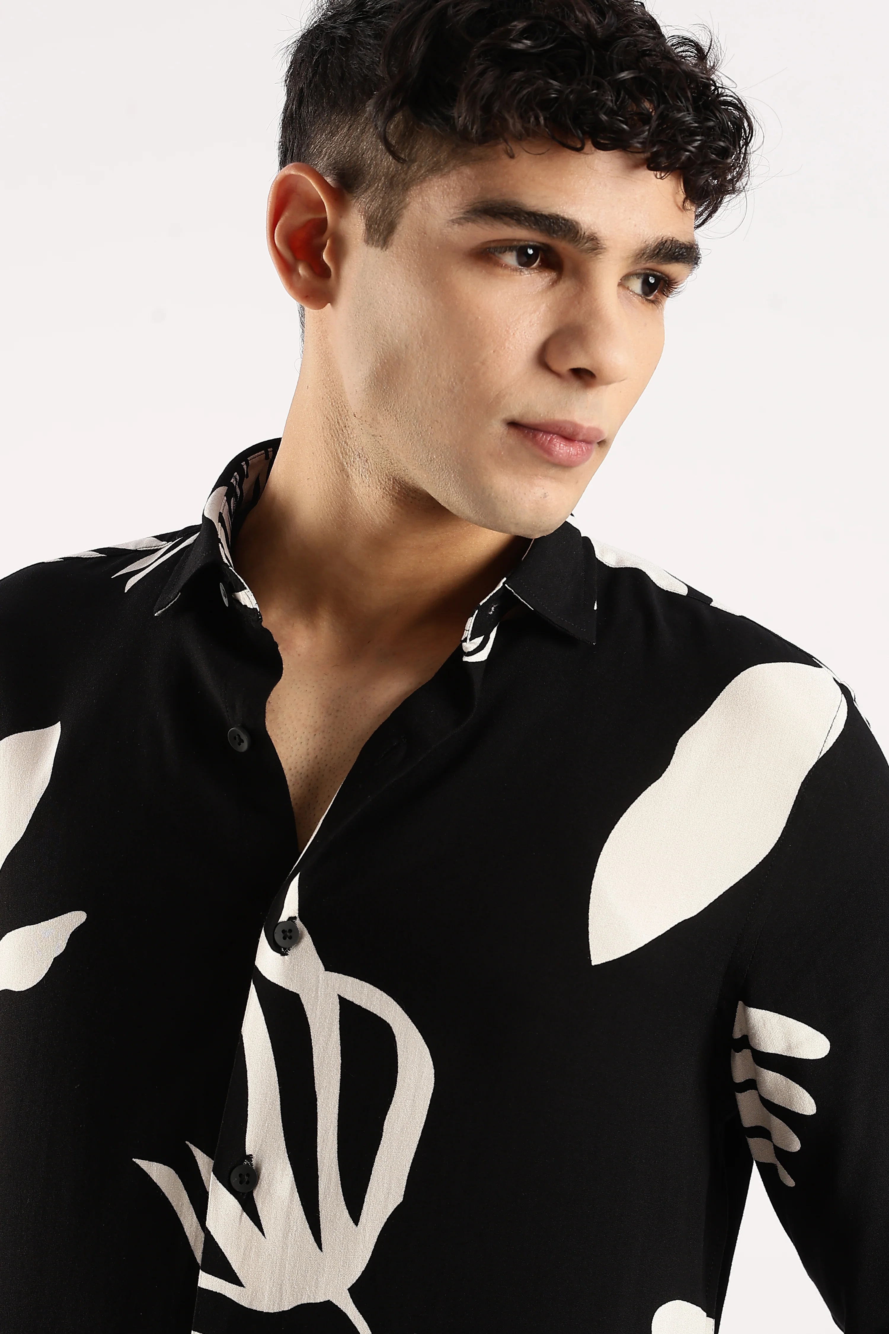 Men Black Viscose Shirt - Image 3