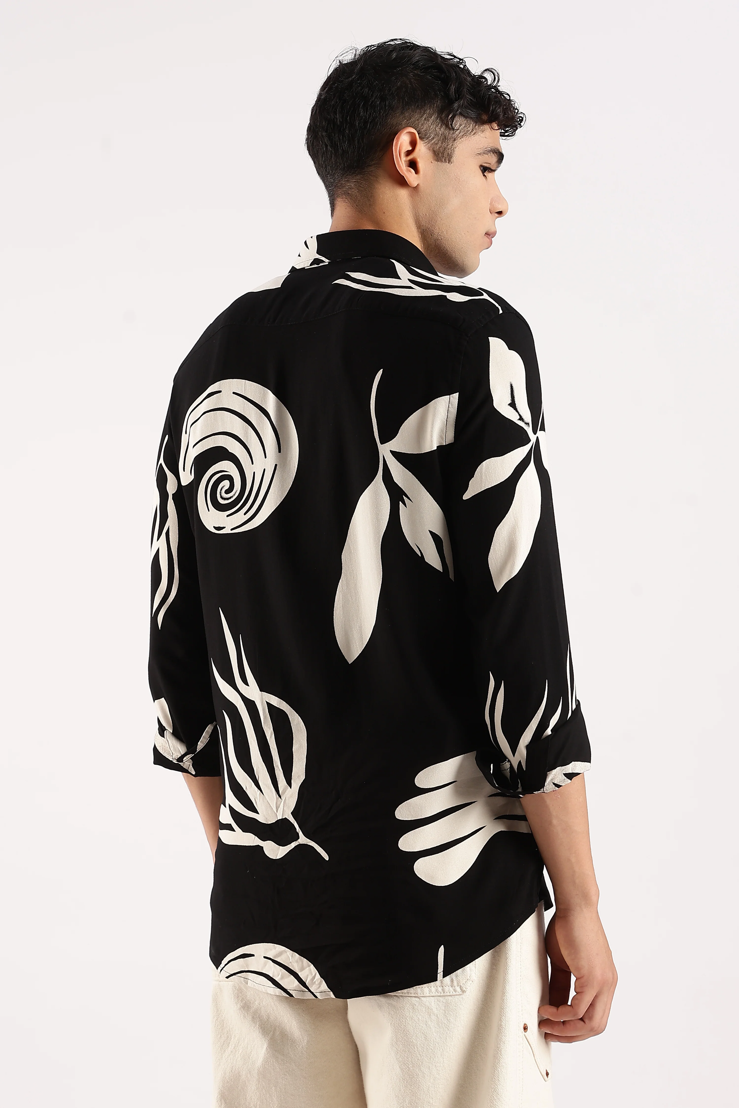 Men Black Viscose Shirt - Image 4