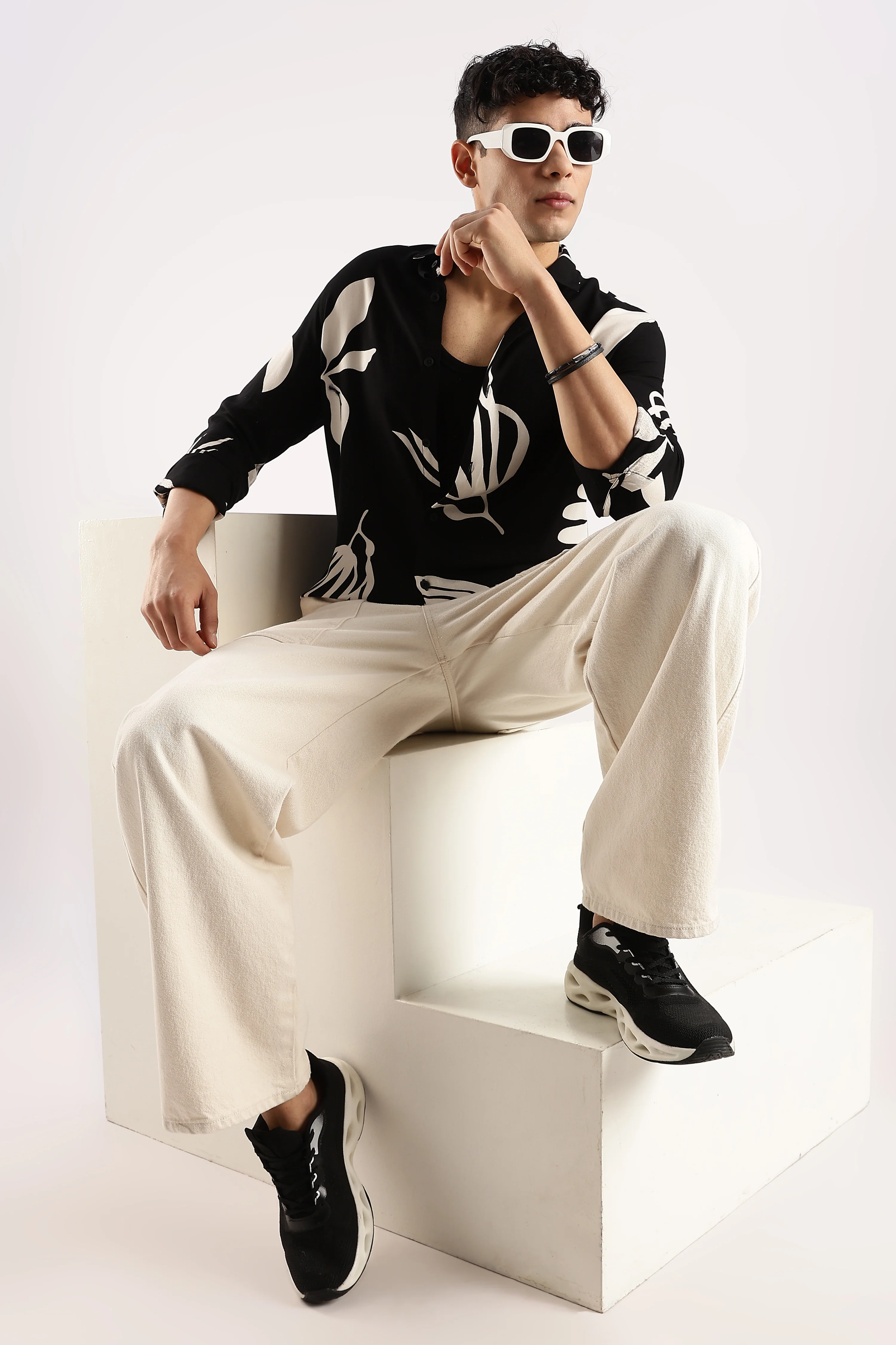 Men Black Viscose Shirt - Image 9