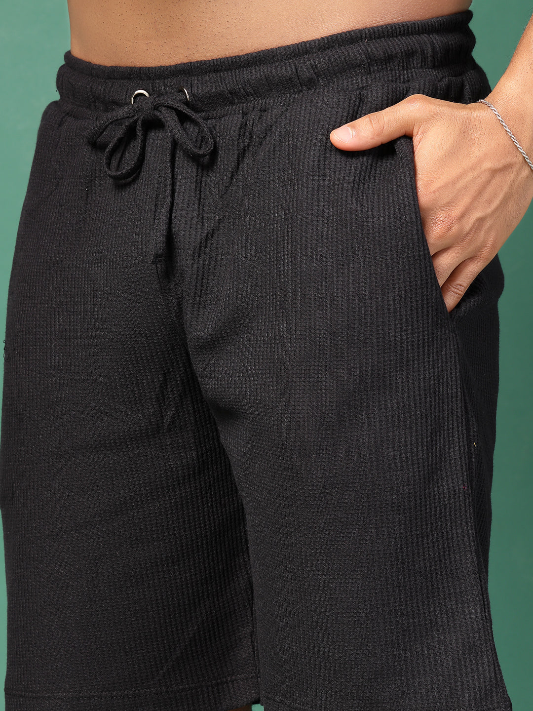 Men Black Waffle Knit Co-Ords - Image 6