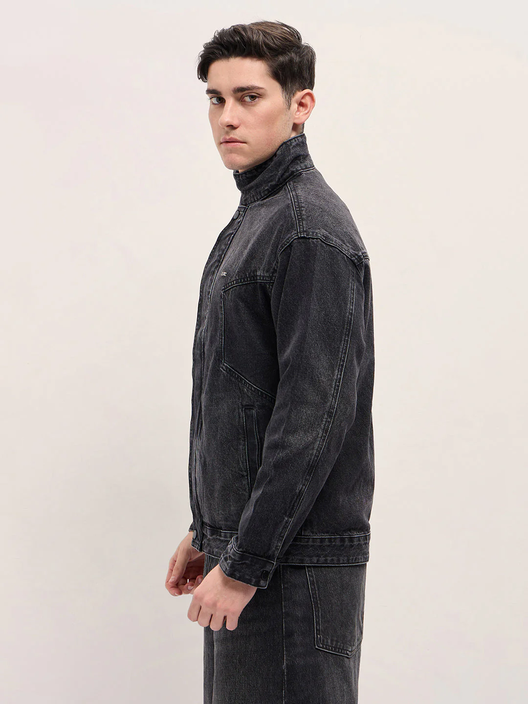 Men Black Wash Classic Denim Jacket - Image 3