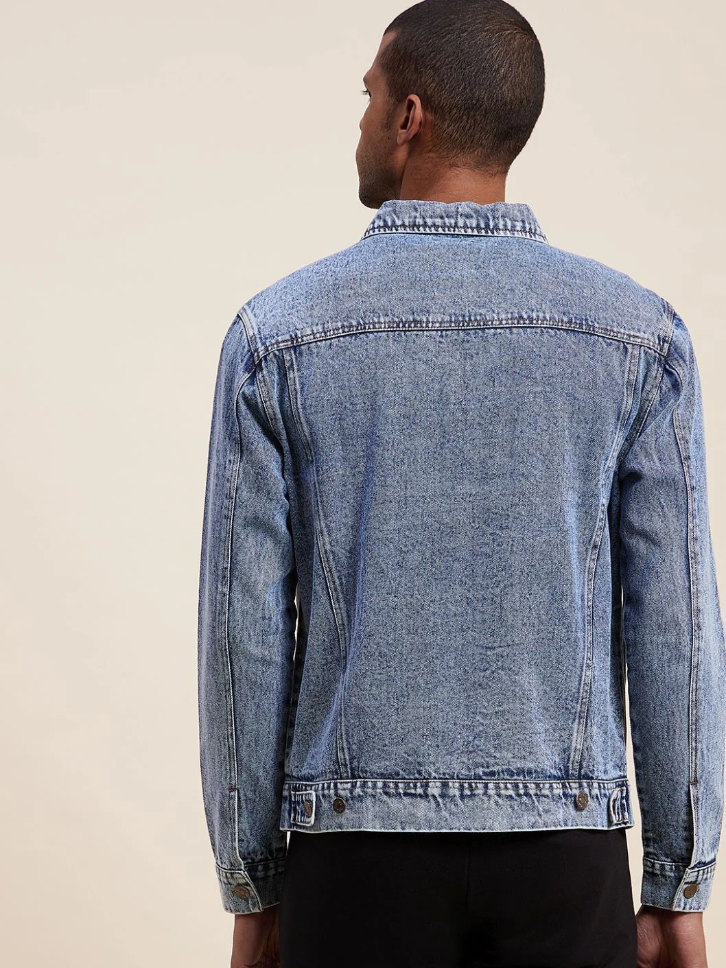 Men Blue Washed Denim Jacket - Image 2