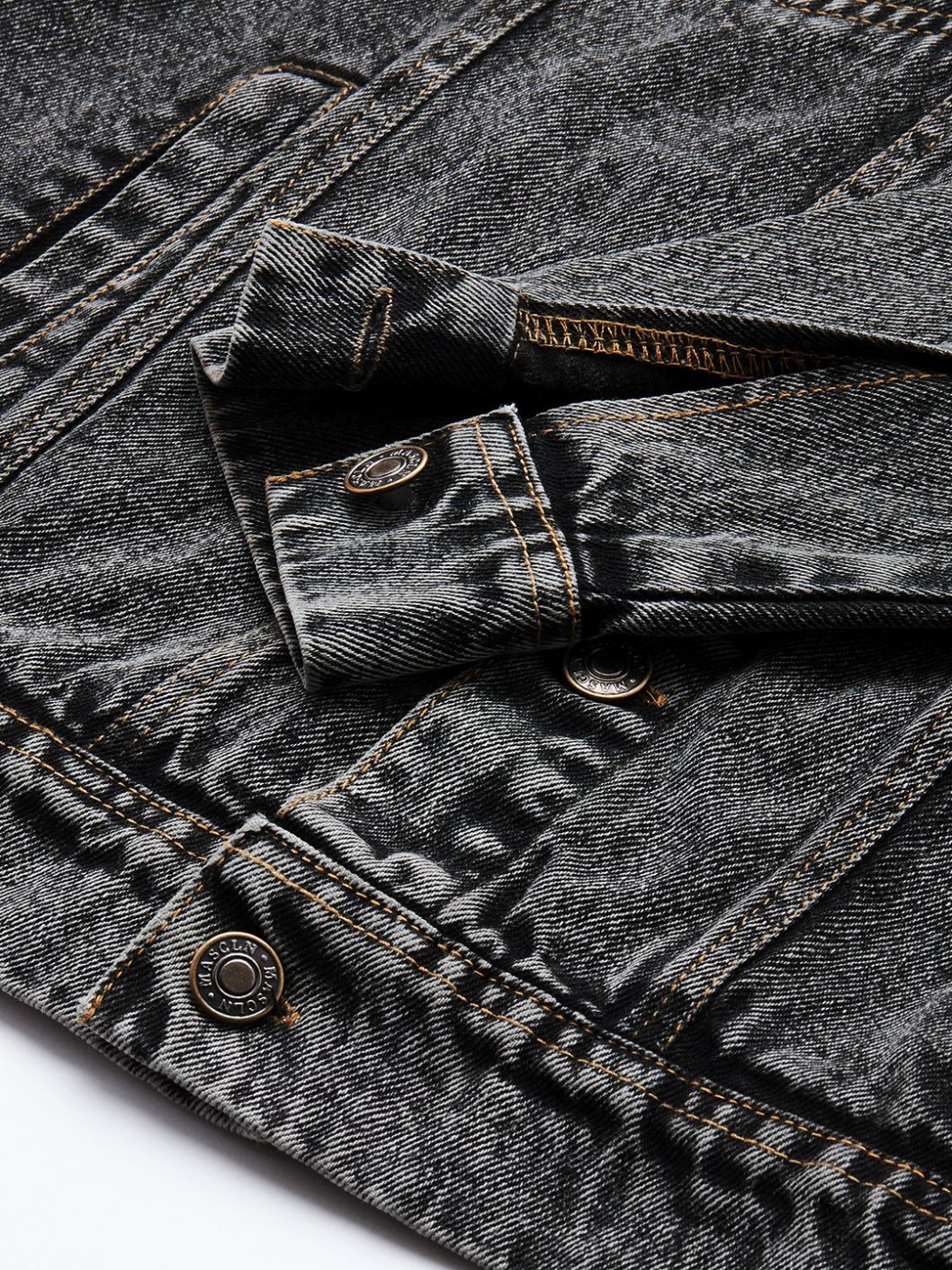 Men Black Washed Denim Jacket - Image 5