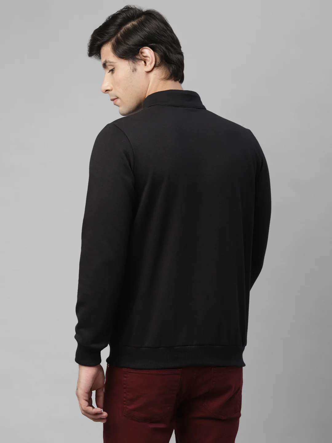 Men Black Zip-Up Fleece Sweatshirt - Image 5
