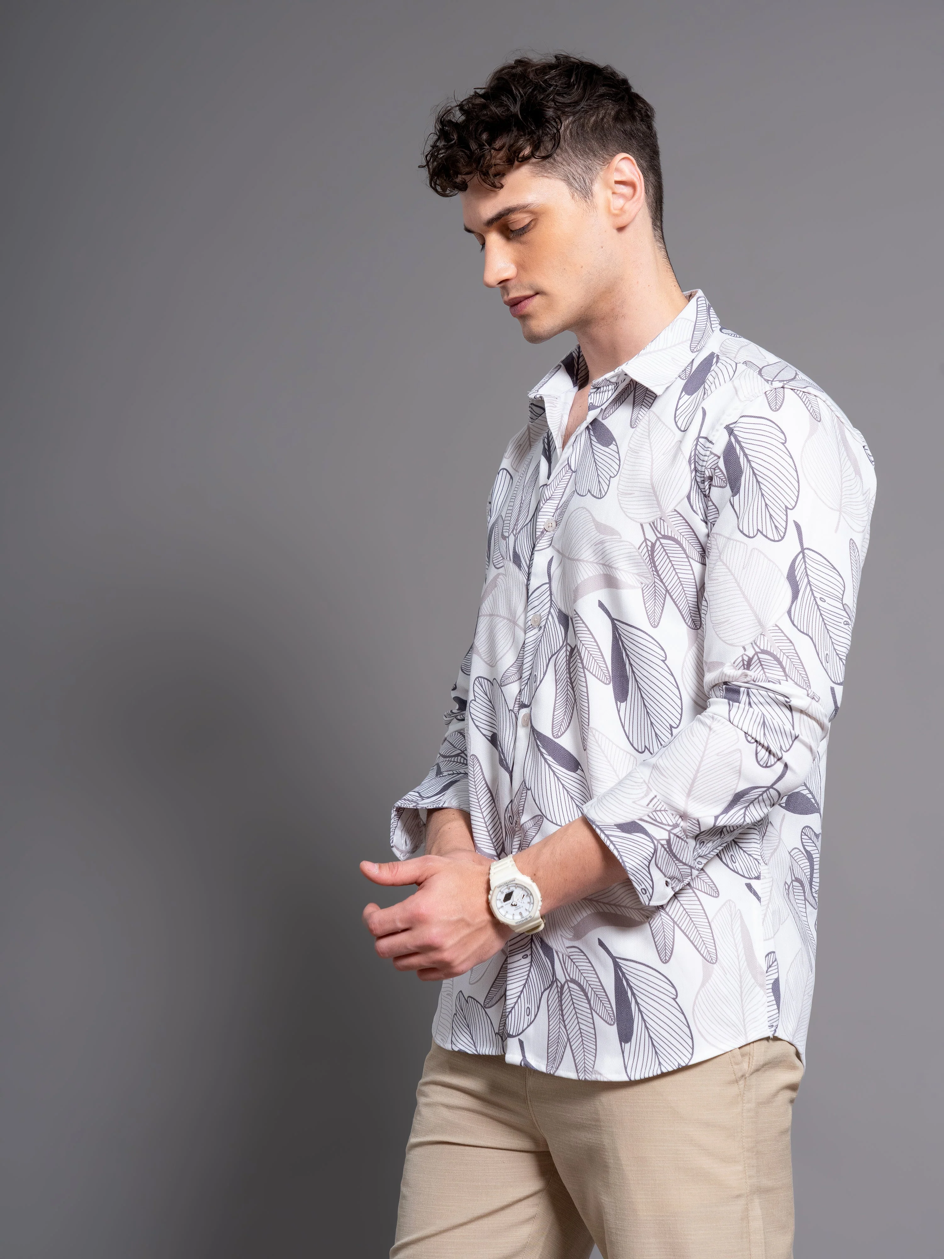 Men Bloom White Floral Shirt - Image 3