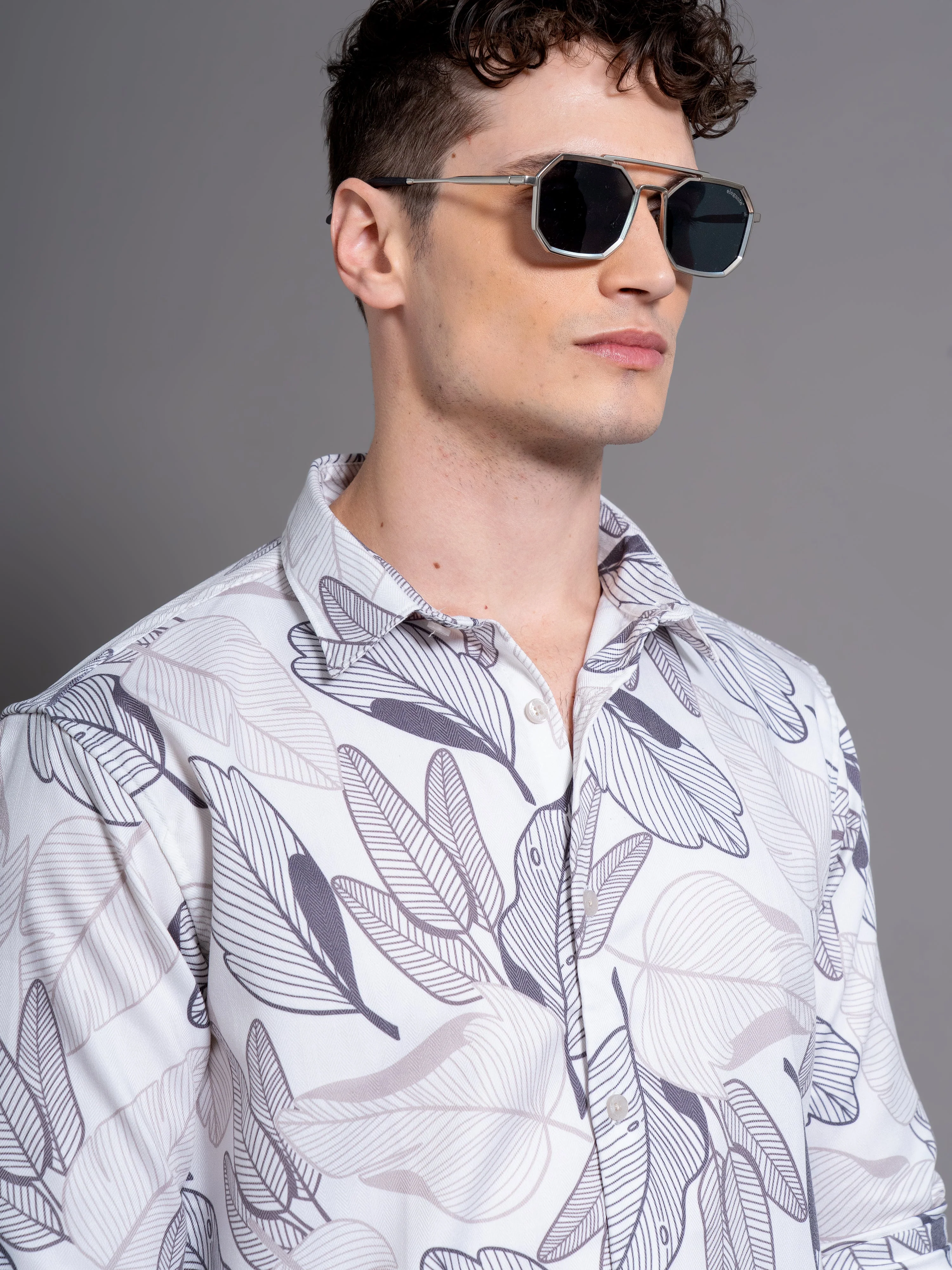 Men Bloom White Floral Shirt - Image 4