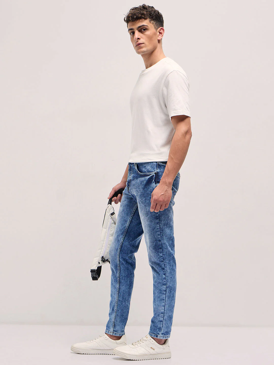 Men Blue Acid Wash Mid-Rise Skinny Fit Jeans - Image 3