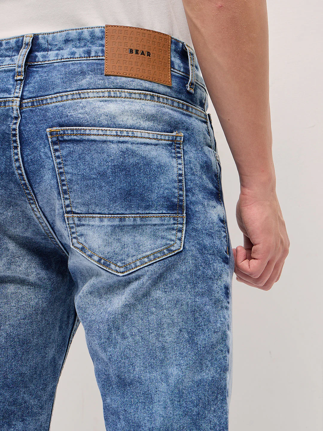 Men Blue Acid Wash Mid-Rise Skinny Fit Jeans - Image 6