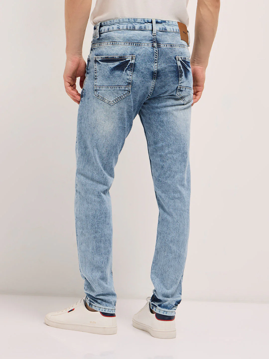 Men Blue Acid Wash Mid-Rise Skinny Fit Jeans - Image 2