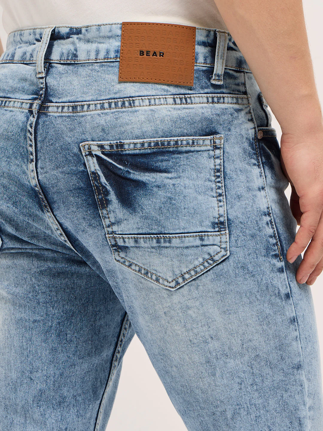 Men Blue Acid Wash Mid-Rise Skinny Fit Jeans - Image 6