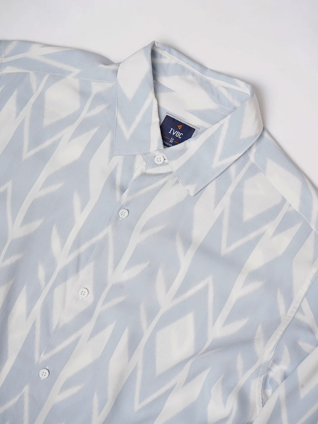 Men Blue and White Abstract printed Shirt - Image 6