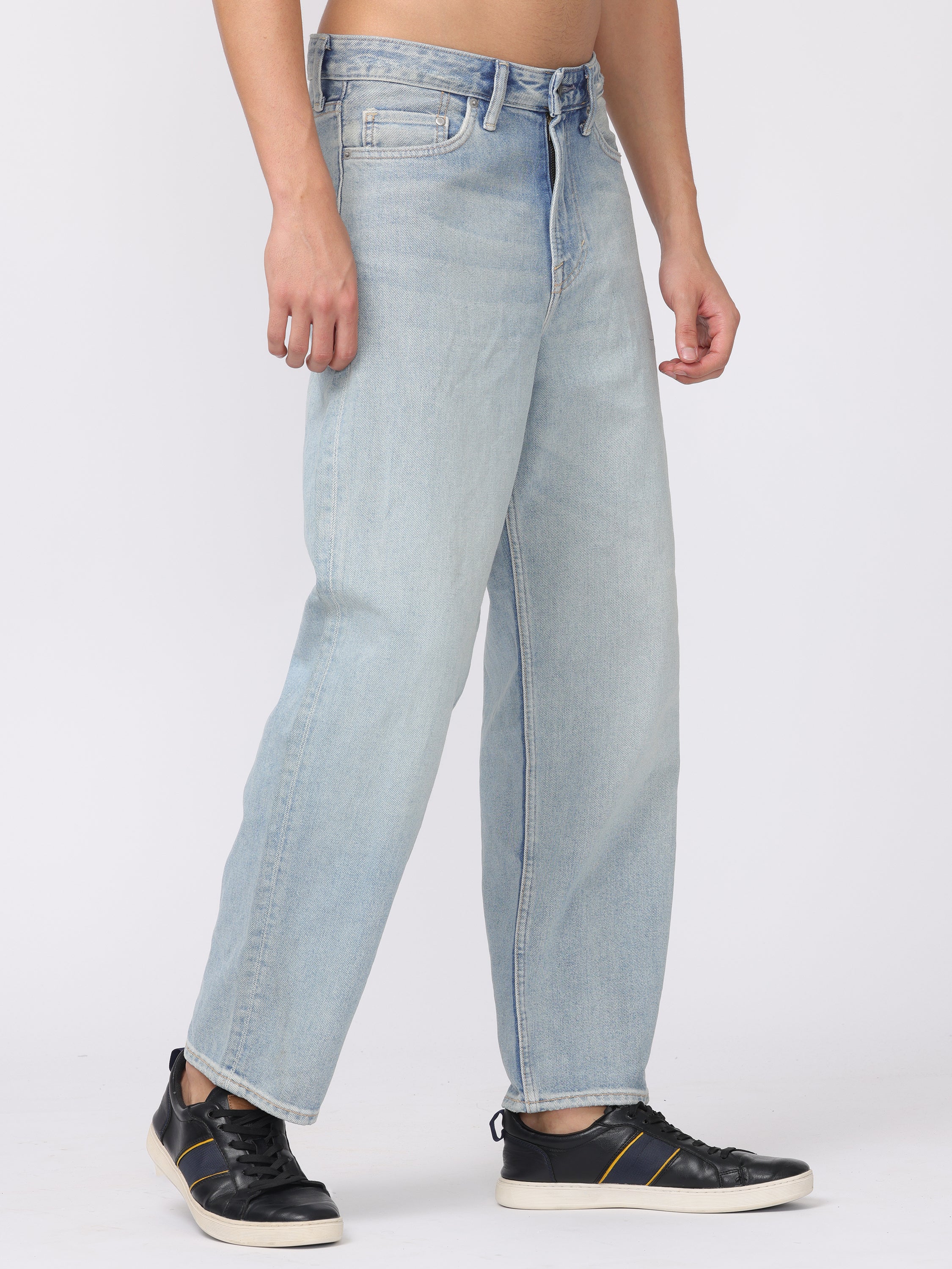 Men Blue Baggy Fit Jeans - Image 3