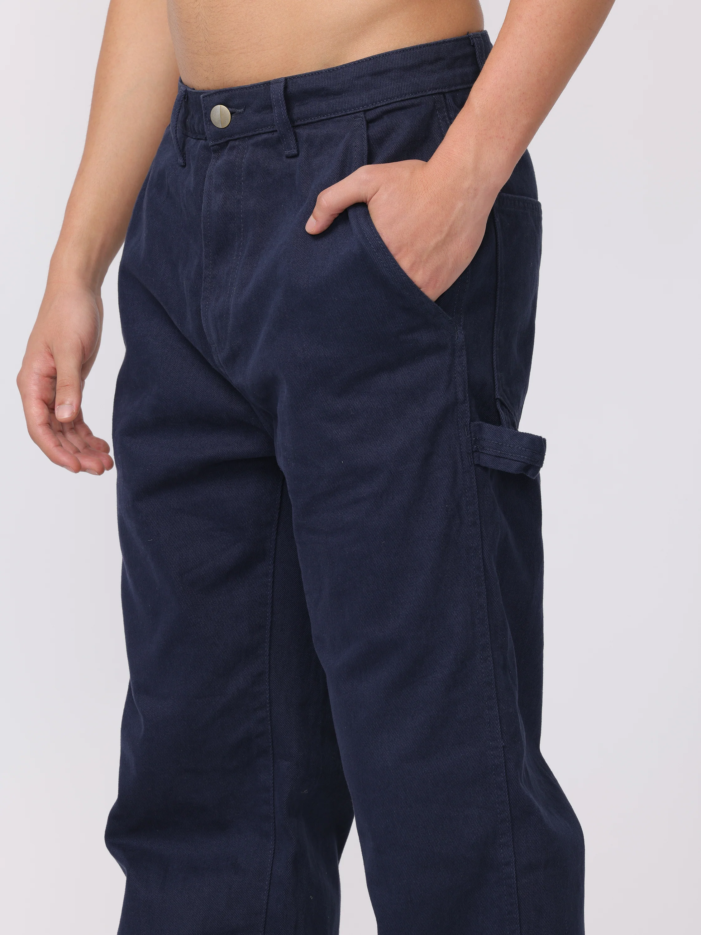 Men Blue Baggy Fit Carpenter Pants - Image 2