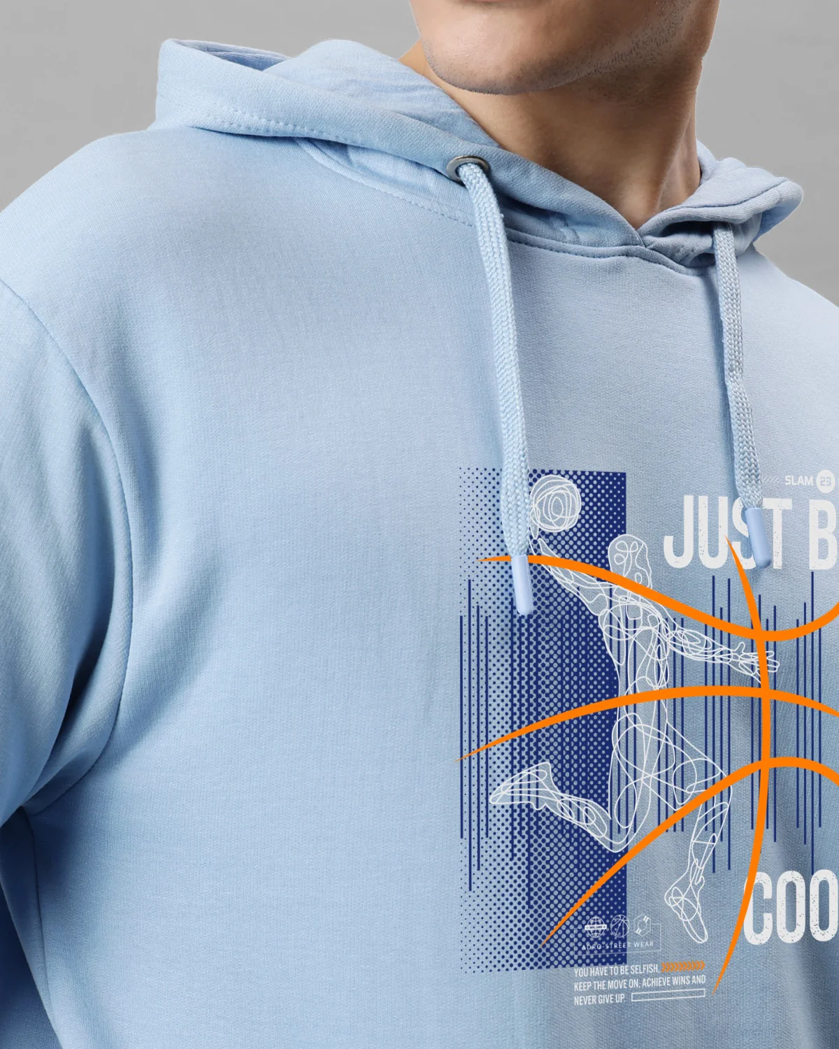 Men Blue Basketball Design Hoodie - Image 2