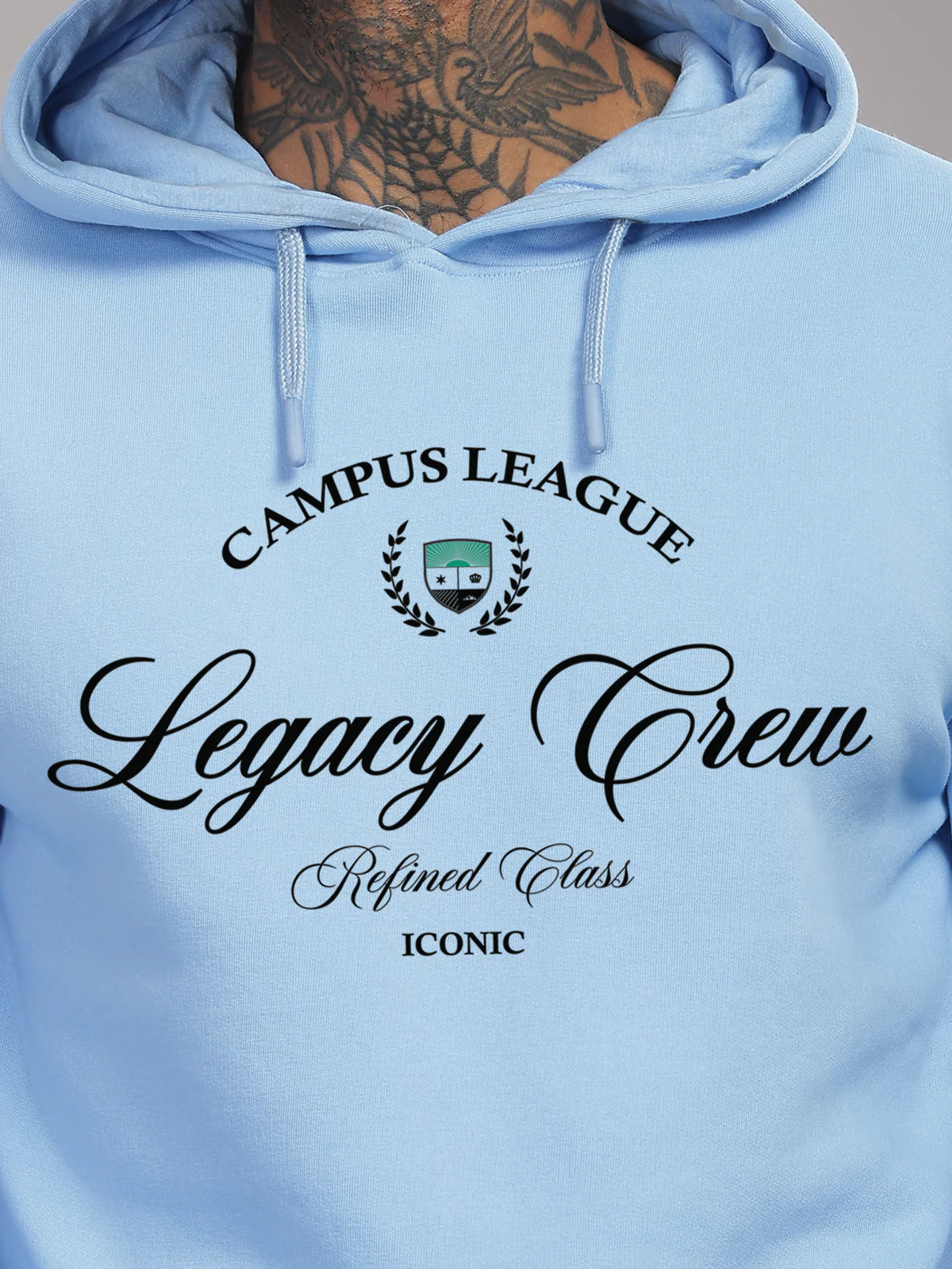 Men Blue Campus League Legacy Crew Hoodie - Image 2