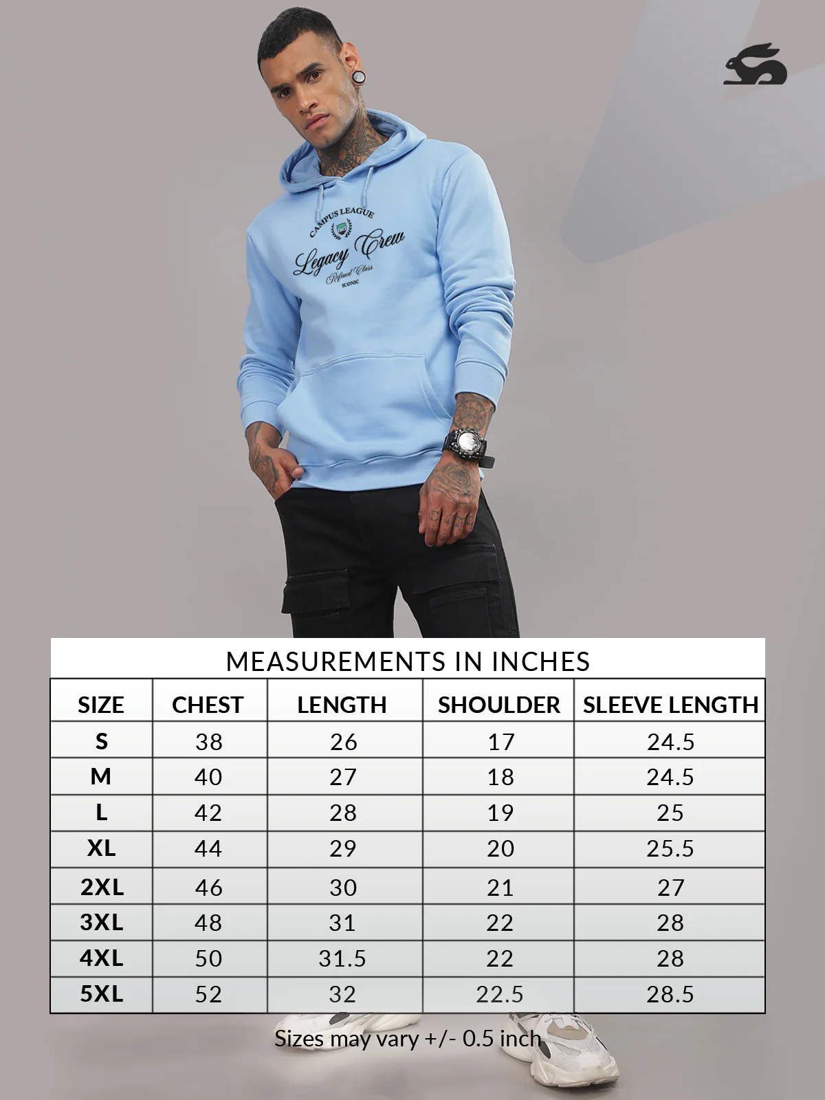 Men Blue Campus League Legacy Crew Hoodie - Image 4