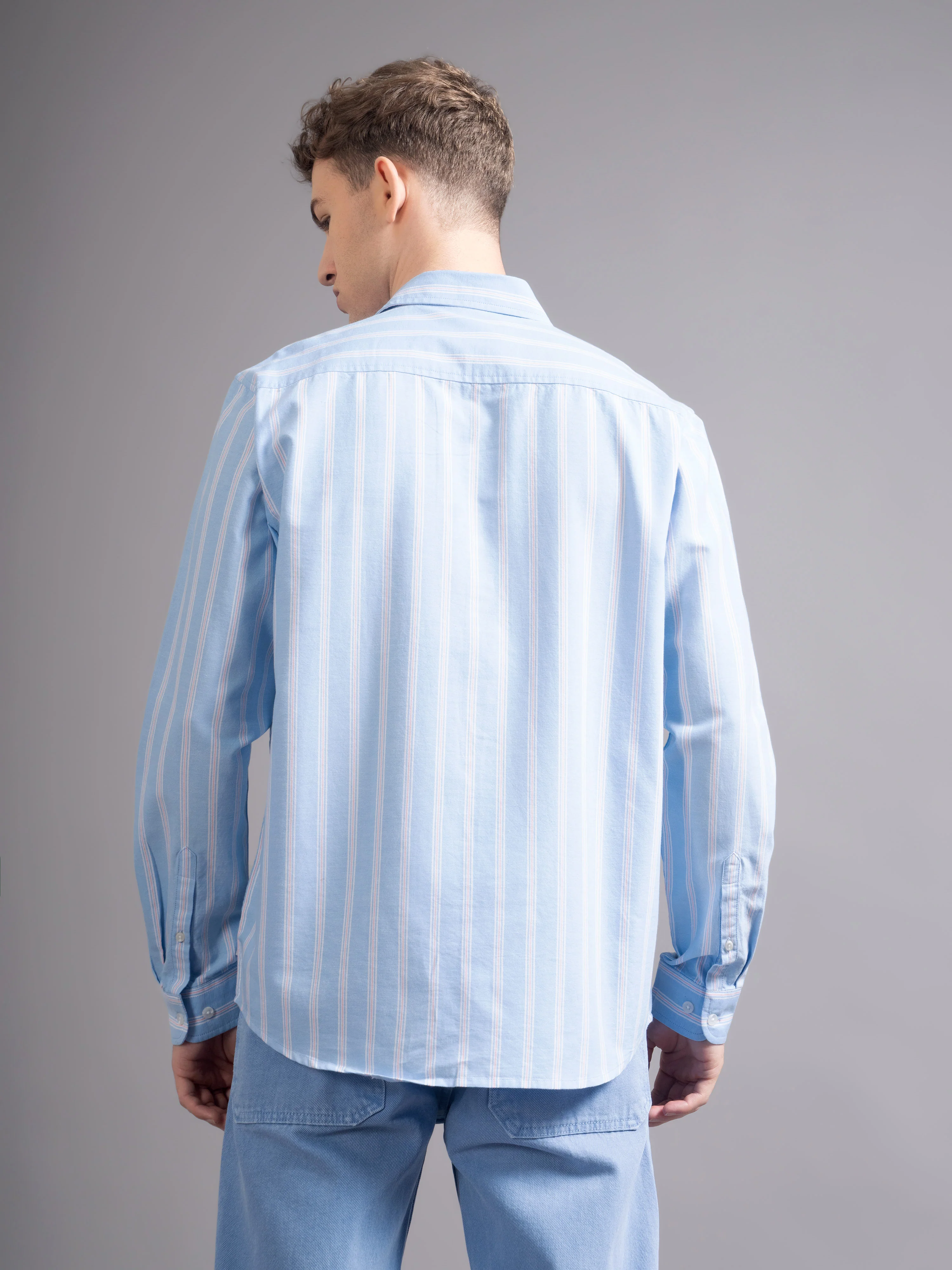 Men Blue Casual Shirt - Image 4