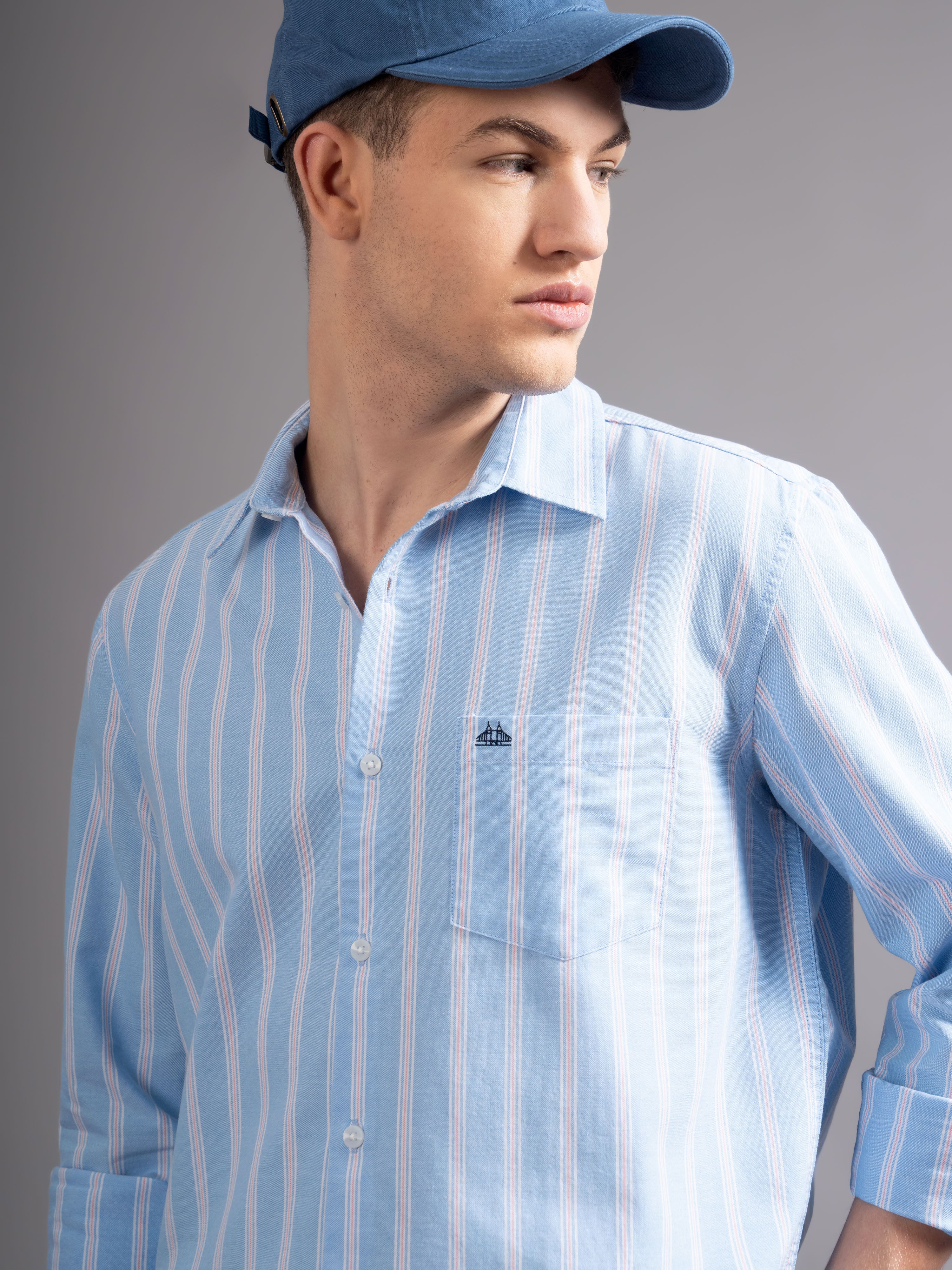 Men Blue Casual Shirt - Image 5