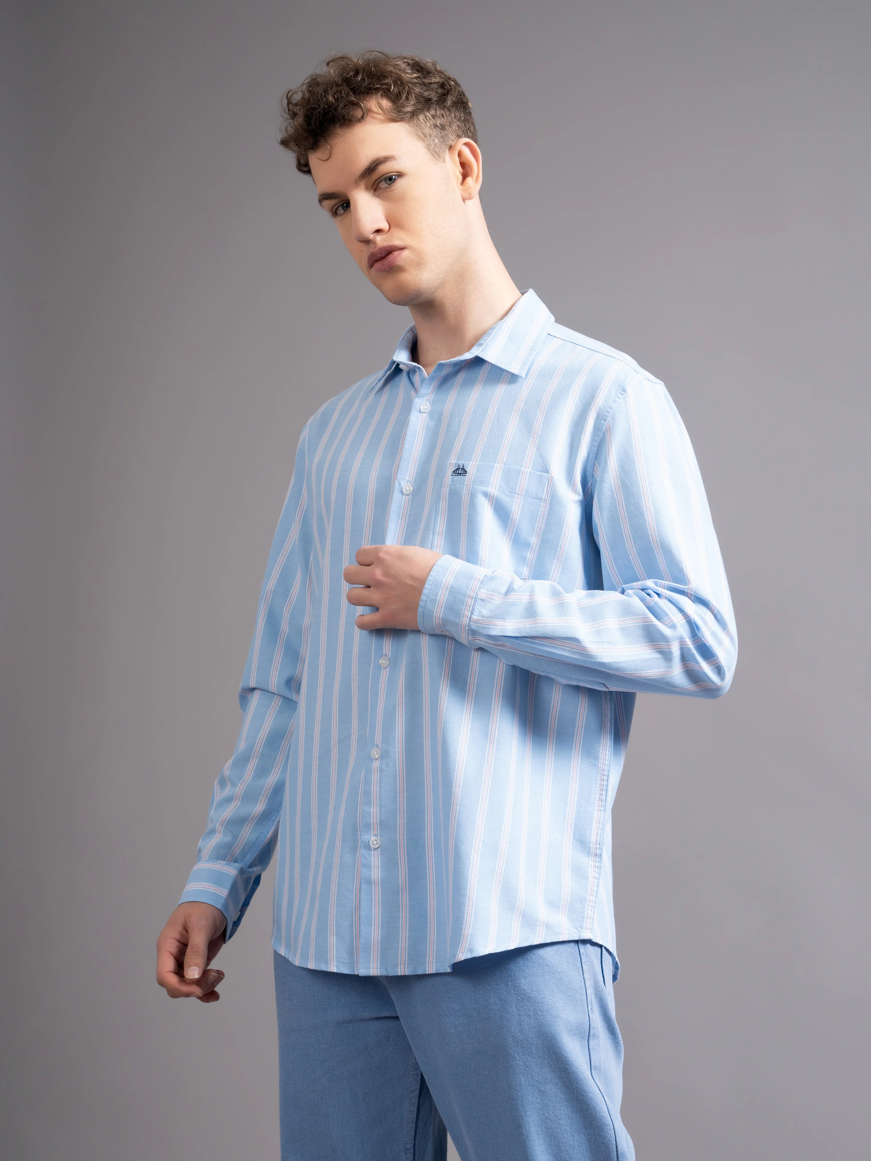 Men Blue Casual Shirt - Image 6