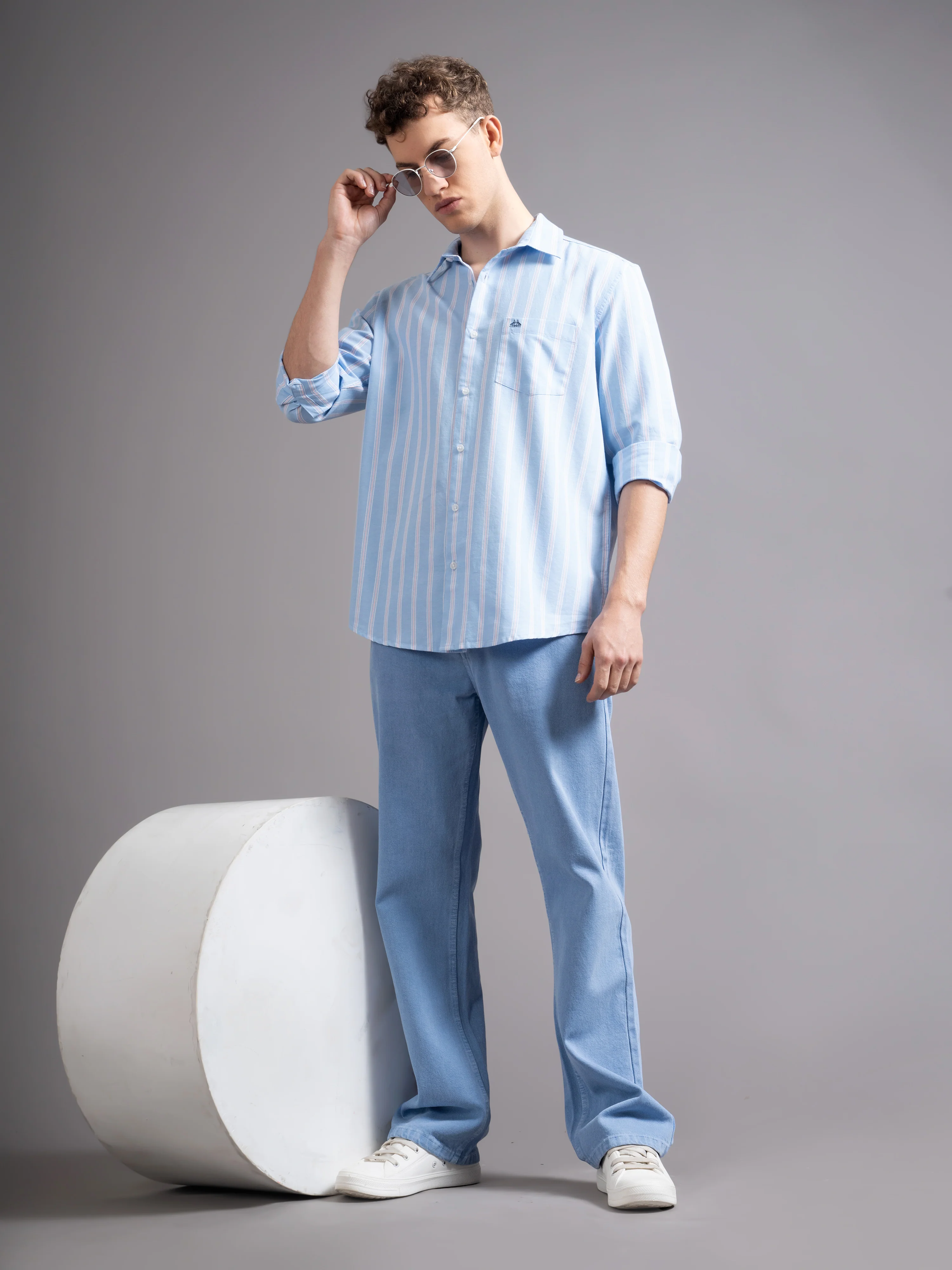 Men Blue Casual Shirt - Image 7