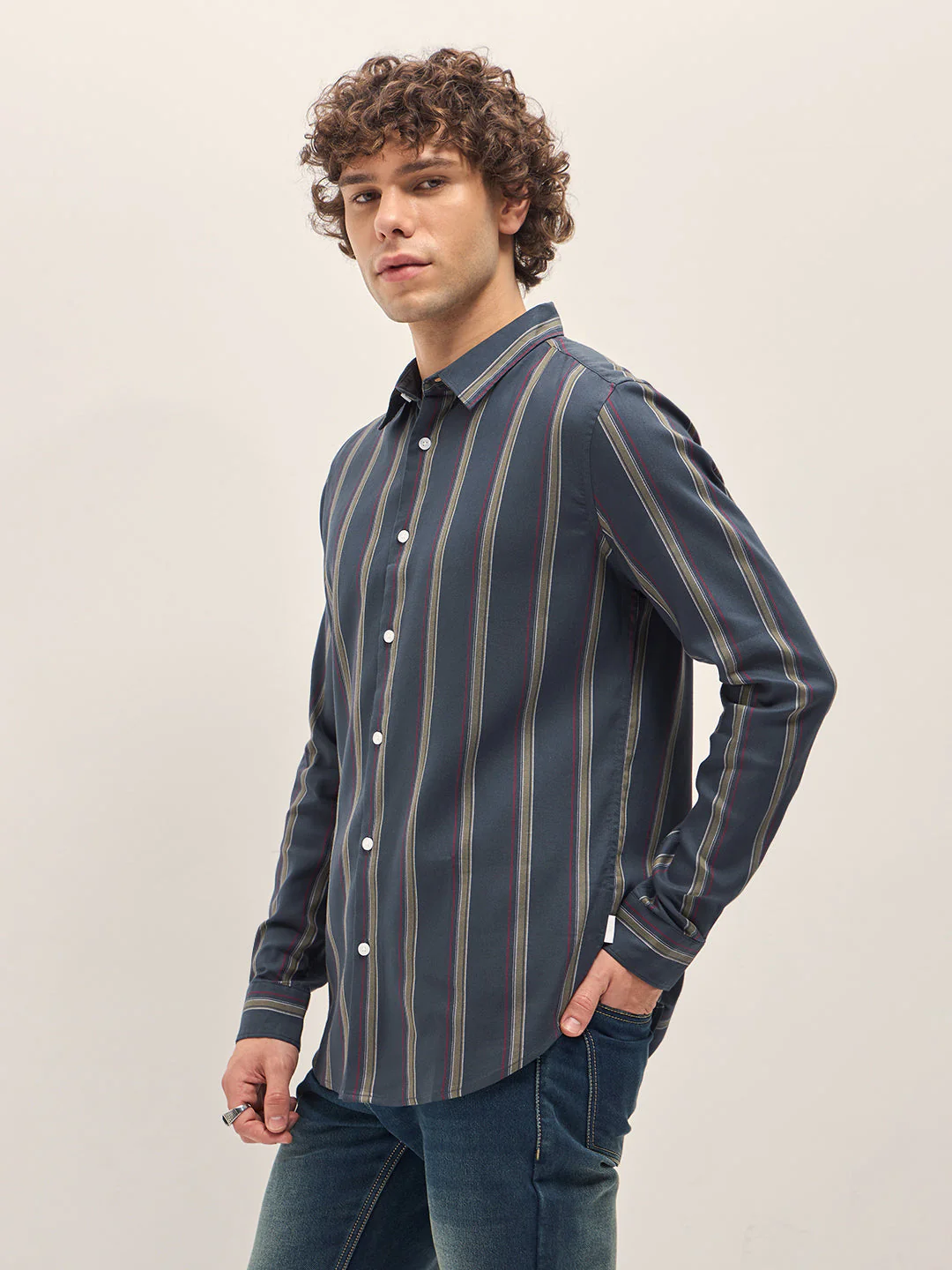 Men Blue Casual Shirt - Image 3