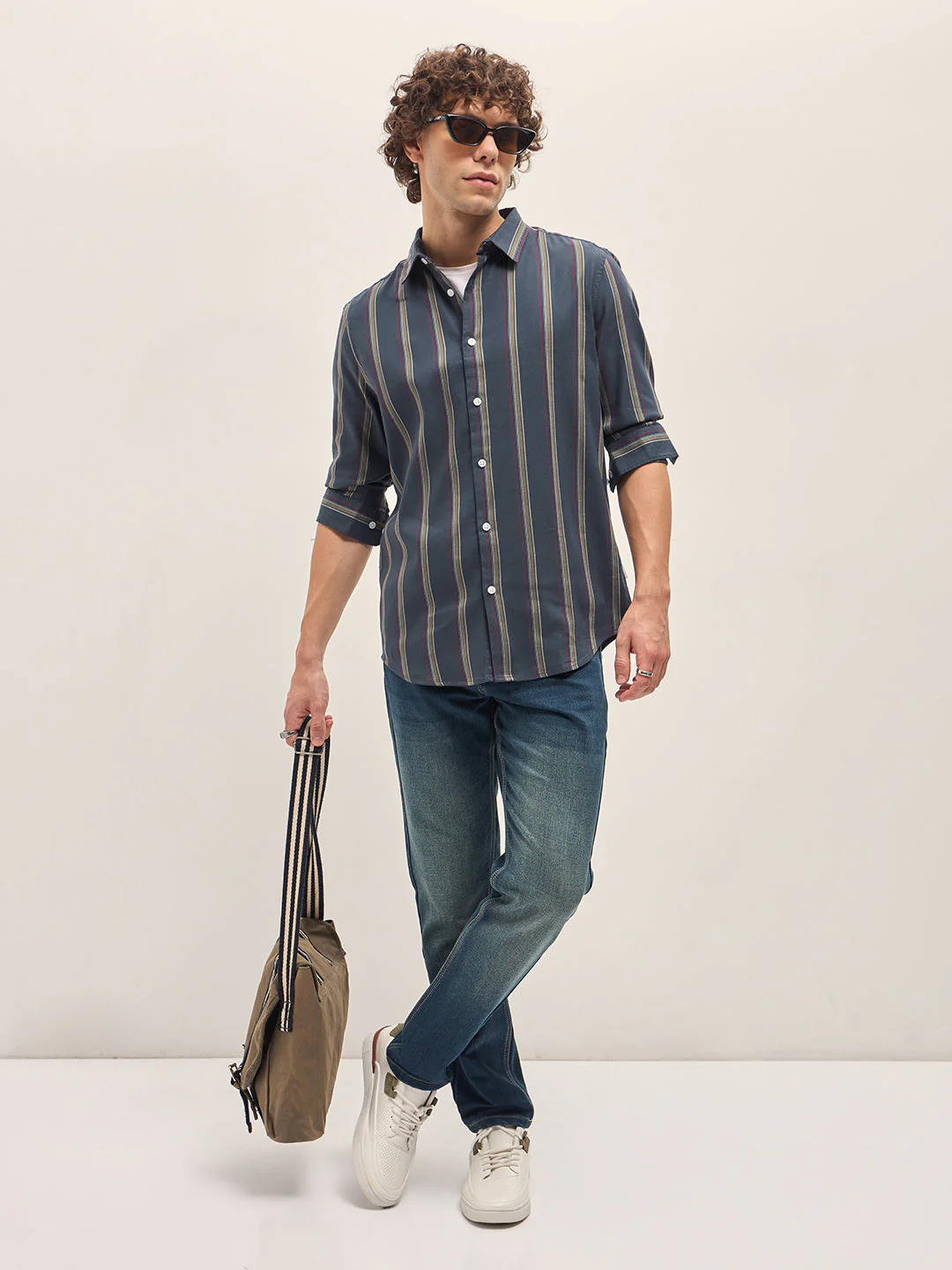 Men Blue Casual Shirt - Image 4