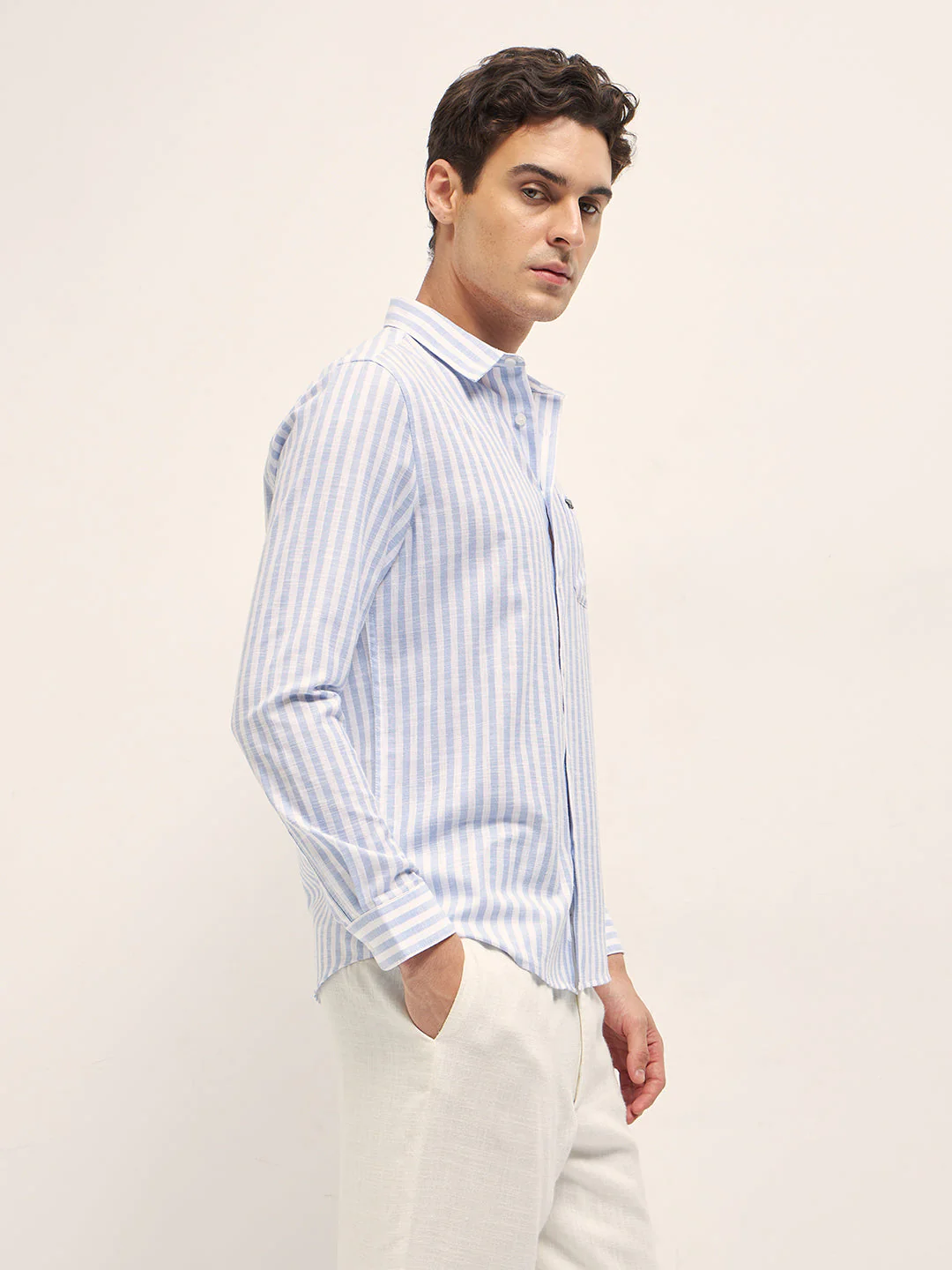 Men Blue Casual Shirt - Image 3