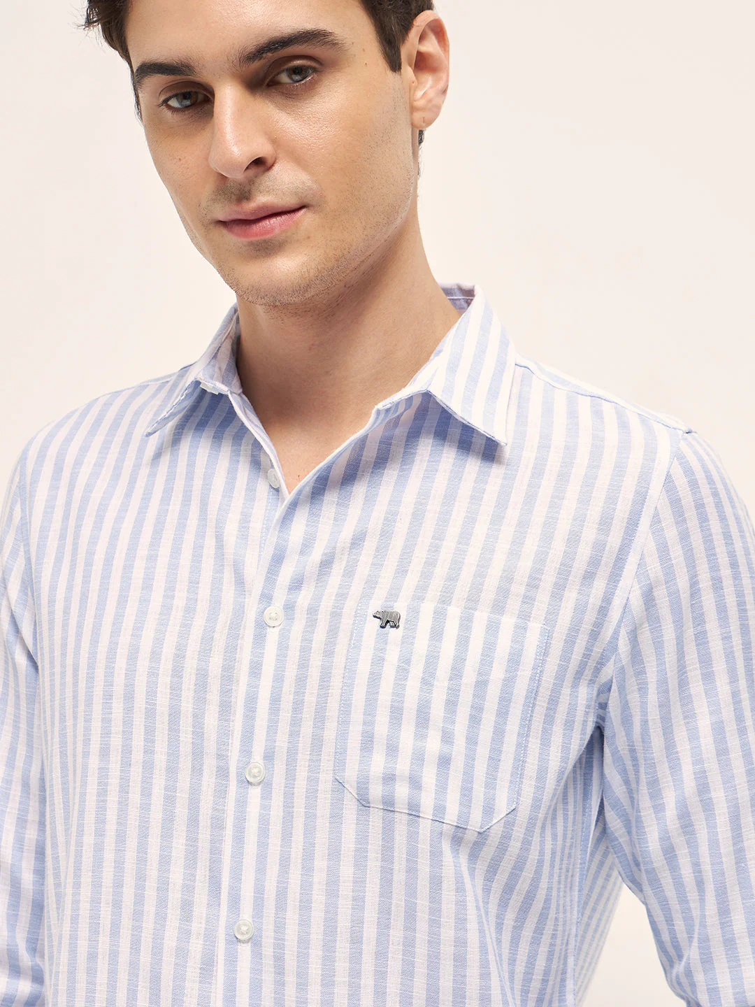 Men Blue Casual Shirt - Image 5