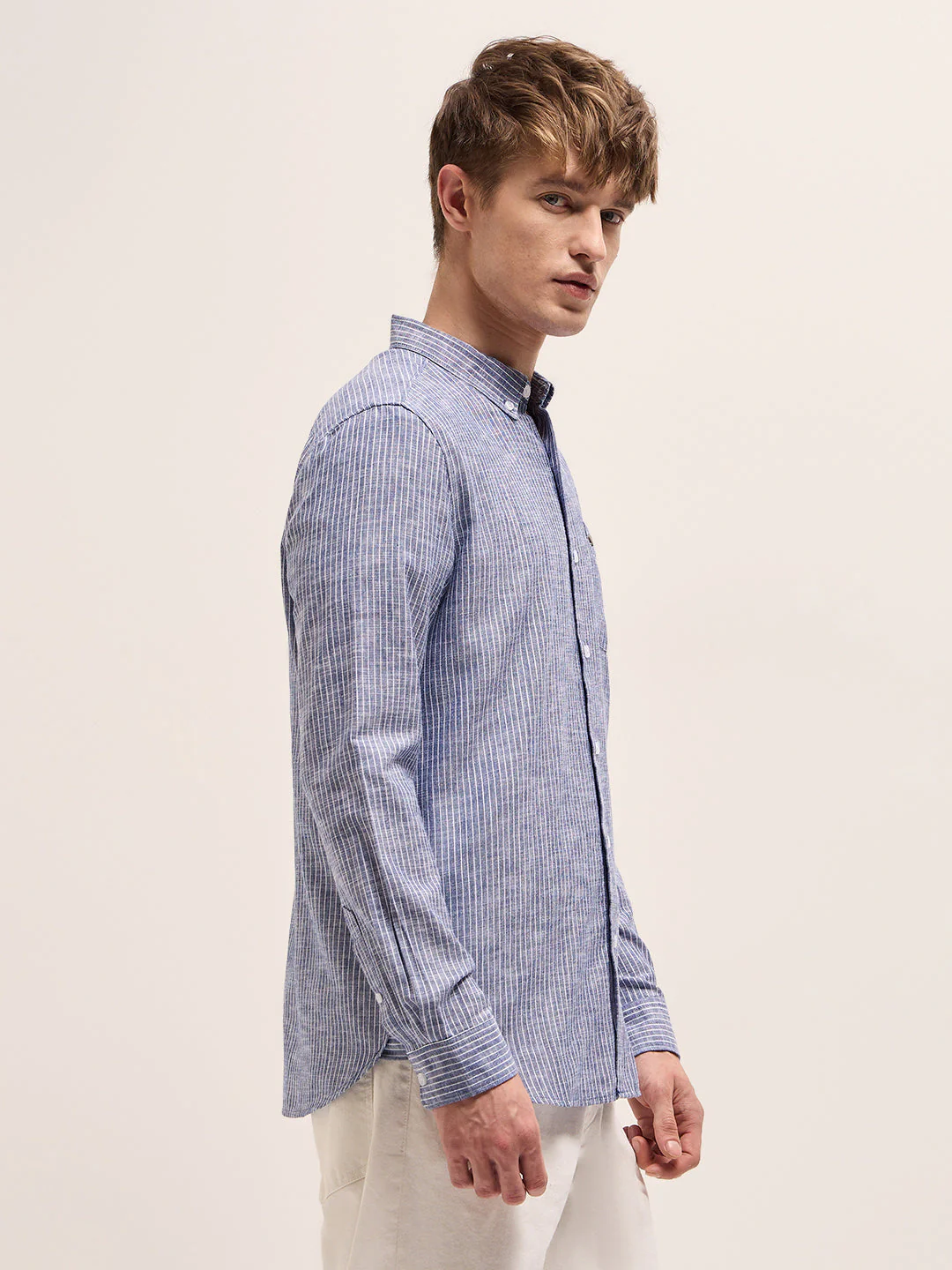 Men Blue Casual Shirt - Image 3
