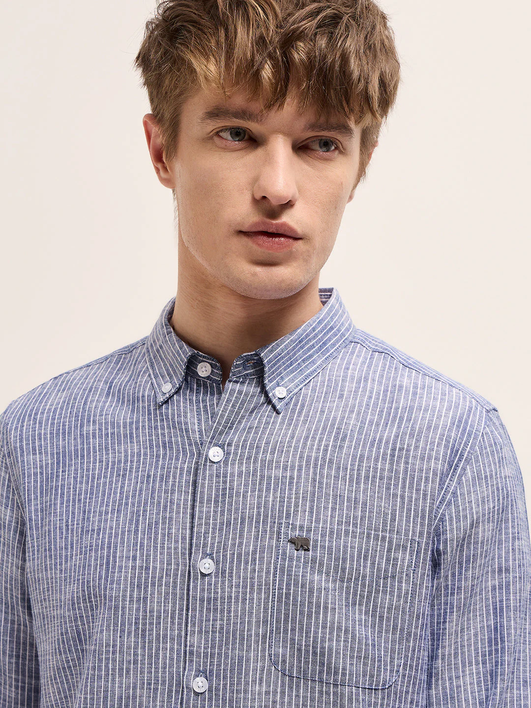 Men Blue Casual Shirt - Image 5
