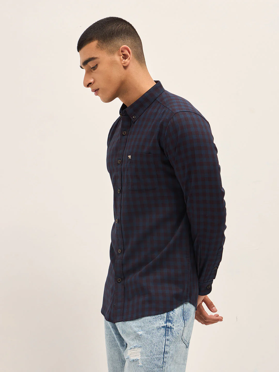 Men Blue Casual Shirt - Image 3