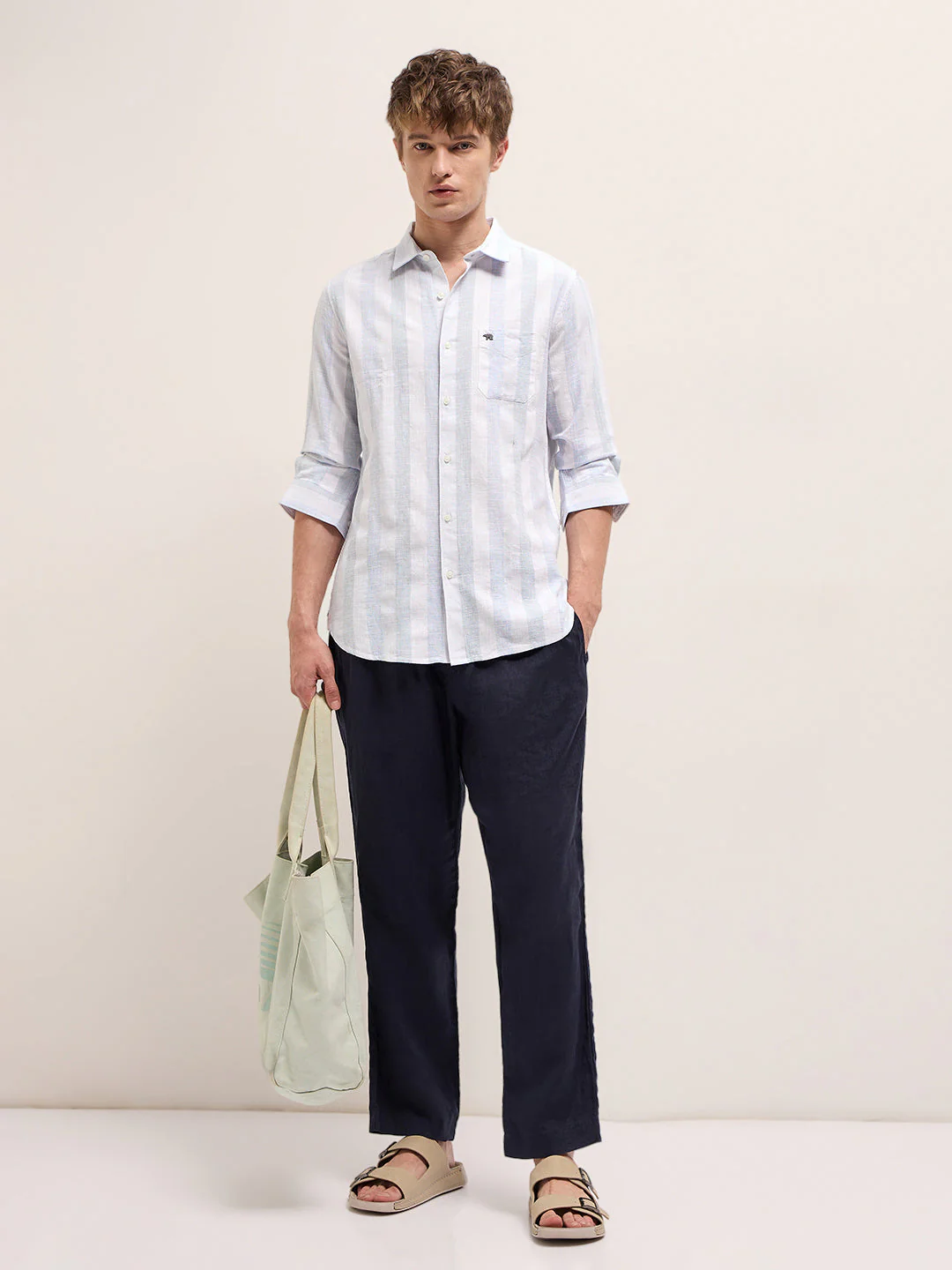 Men Blue Casual Shirt - Image 4