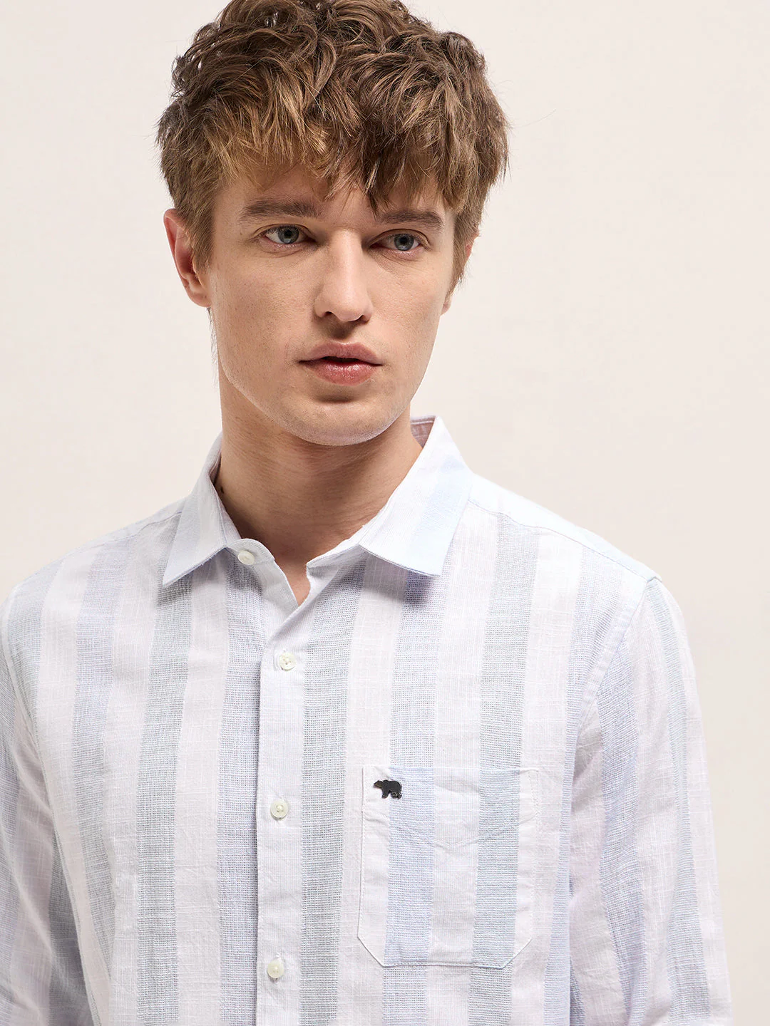 Men Blue Casual Shirt - Image 5